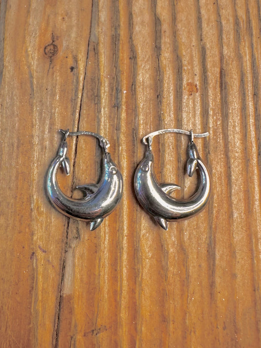 Dolphin Hoops 925 Sterling Silver Earrings