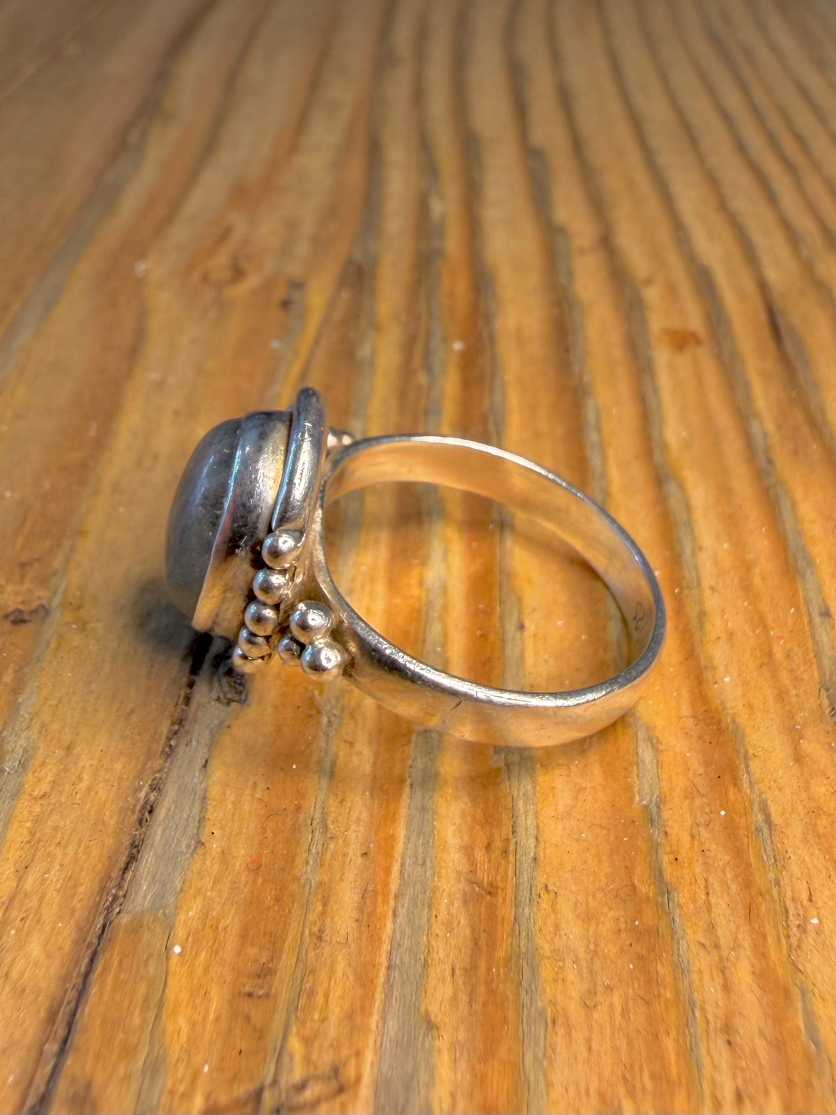 Oval Labradorite Boho Style 925 Sterling Silver Size N Ring