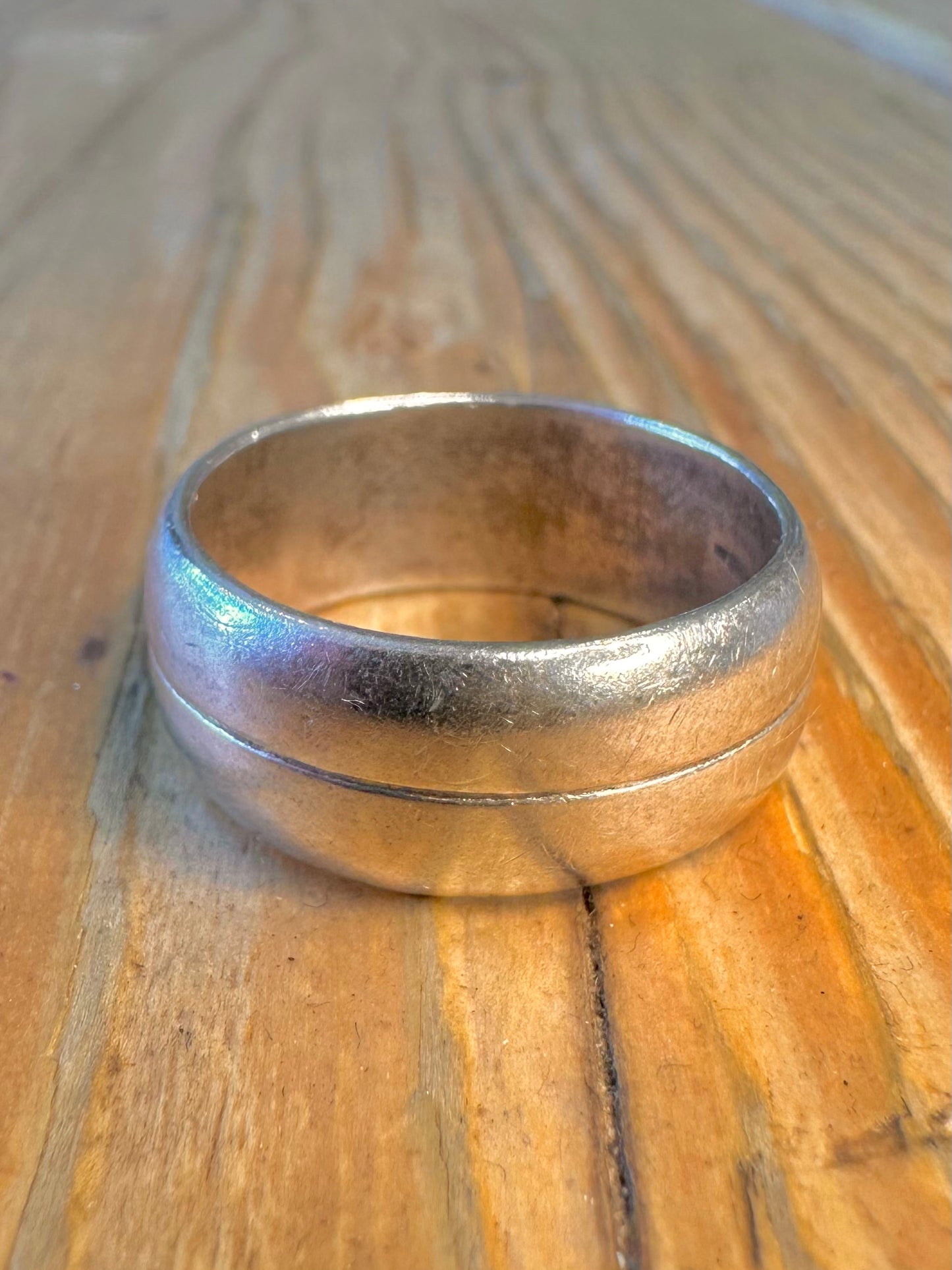 Chunky Rounded Band with Line Maker GM 925 Sterling Silver Size U Ring