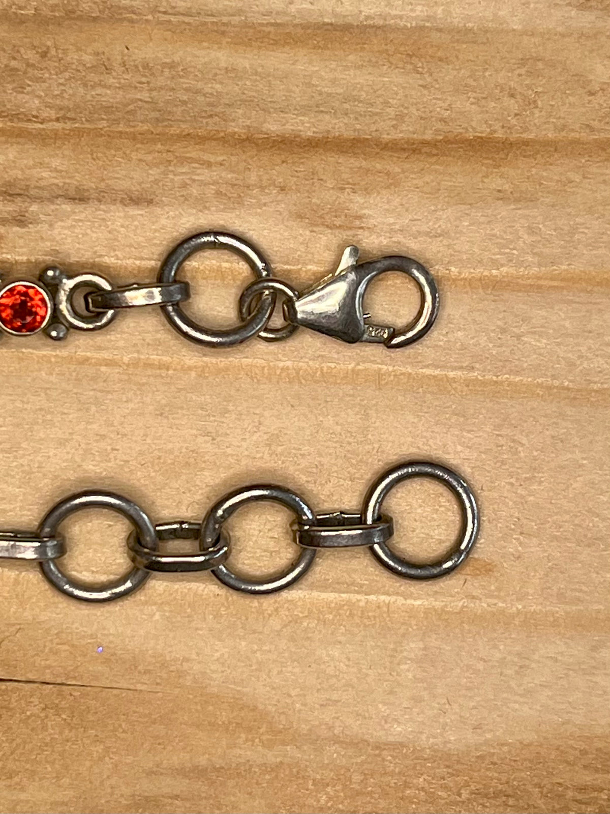Garnet Flower Design 925 Sterling Silver 7.5 to 8.5 inch Bracelet