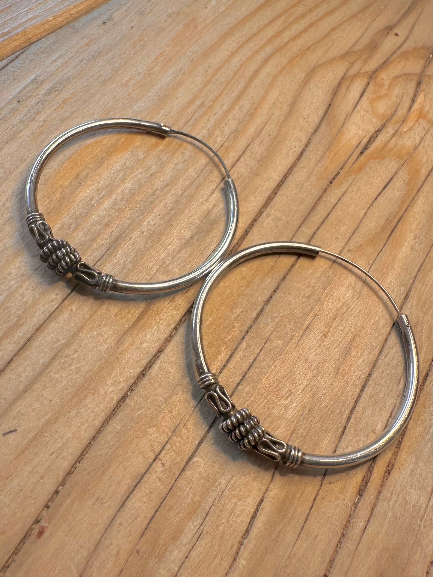 Vintage Tribal Hoops 925 Silver Earrings
