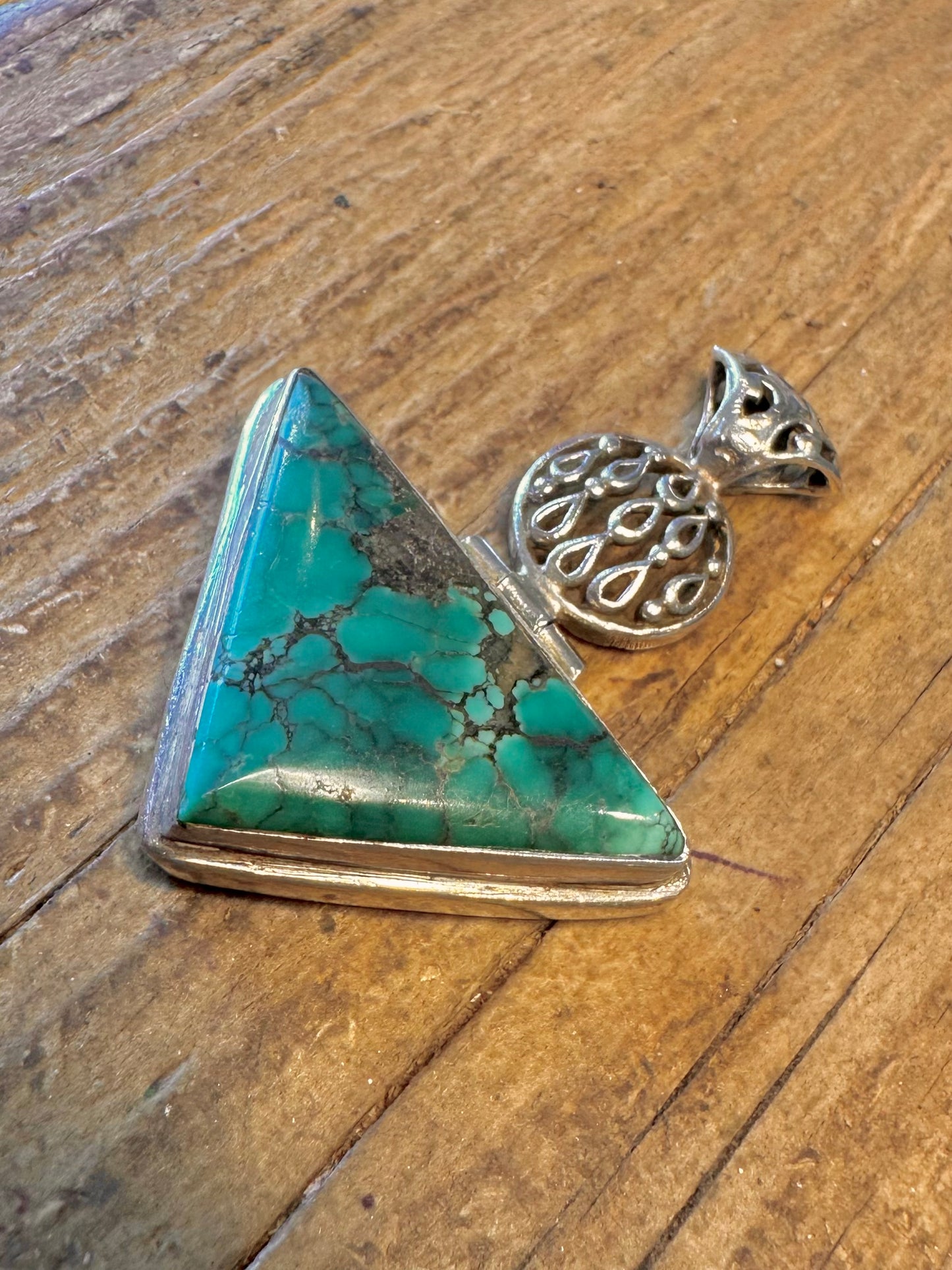Turquoise Triangle Decorative 925 Sterling Silver Pendant