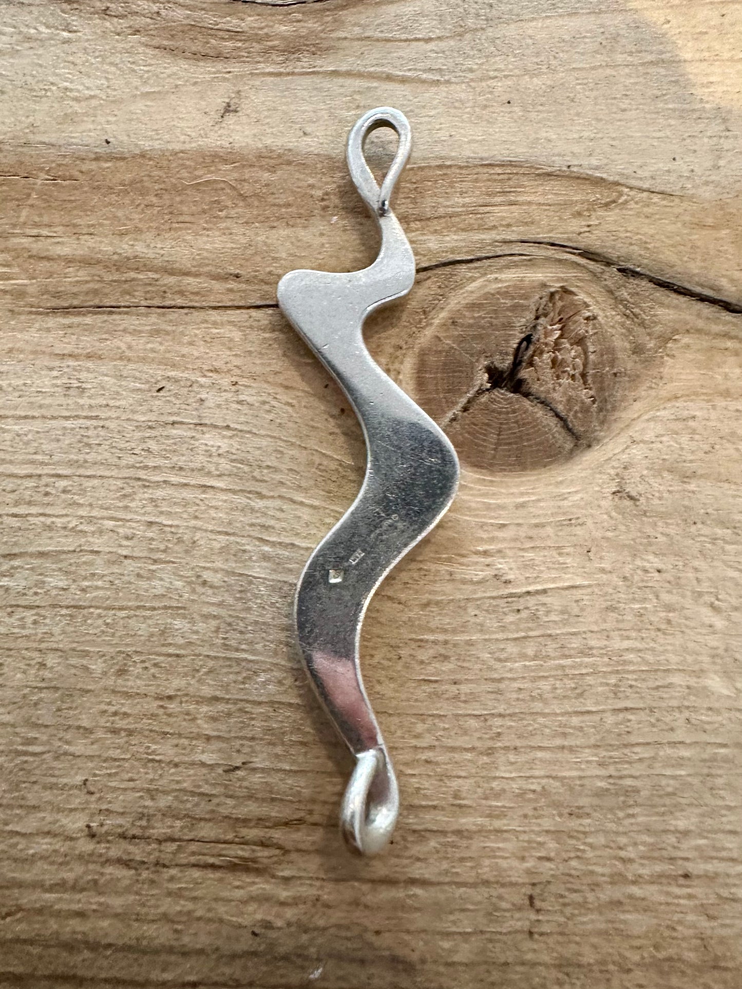 Abstract Wavy Solid 925 Silver Pendant