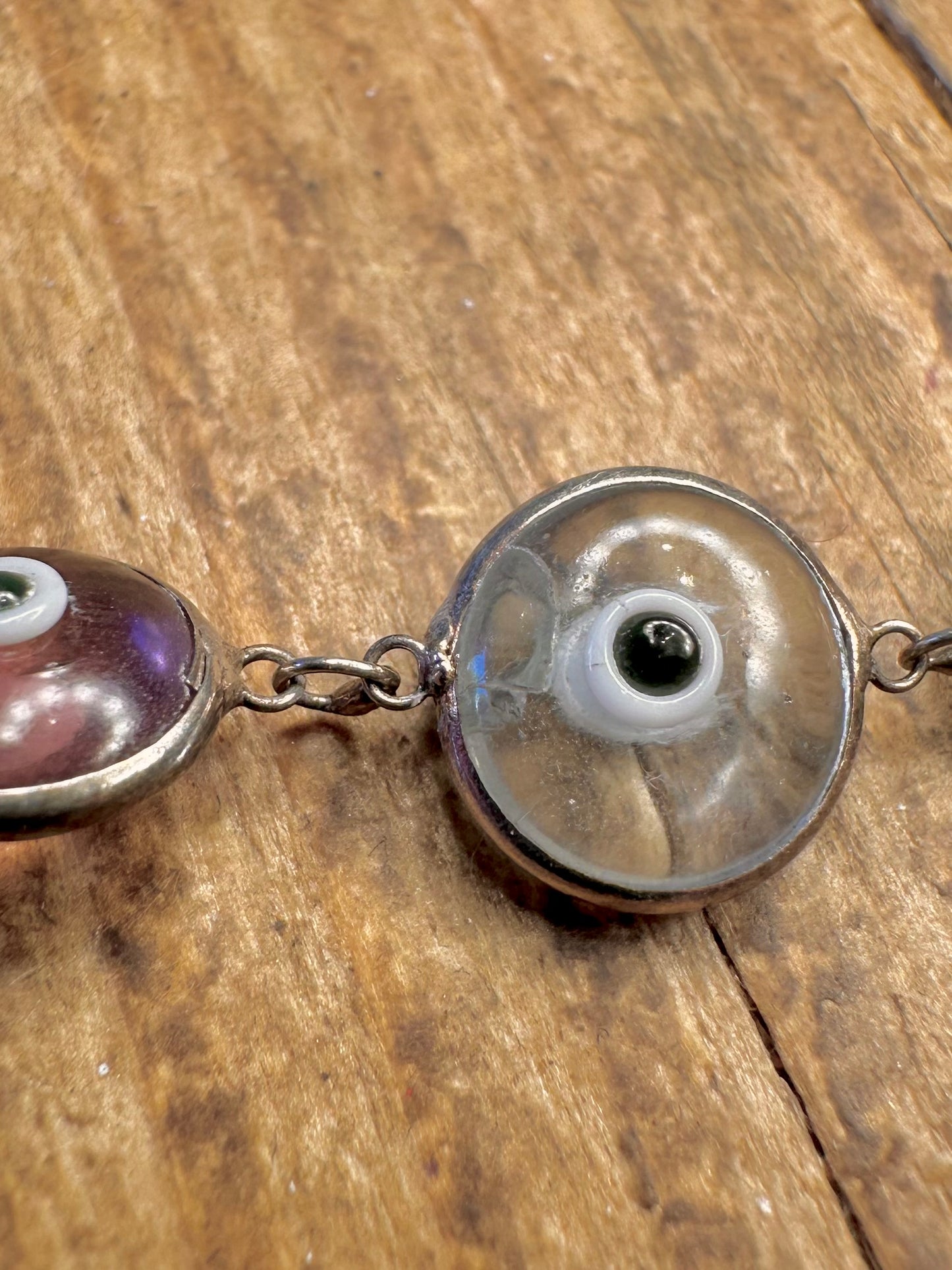 Evil Eye Multi Coloured 925 Sterling Silver 7.4 inch Bracelet