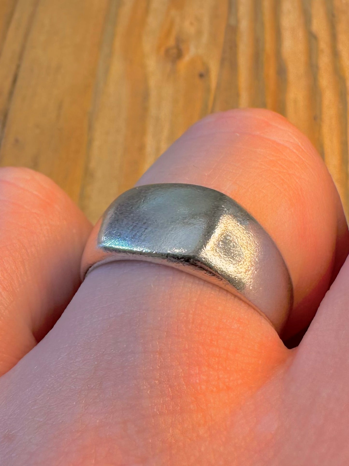 Rectangle Signet 925 Sterling Silver Size P1/2 Ring