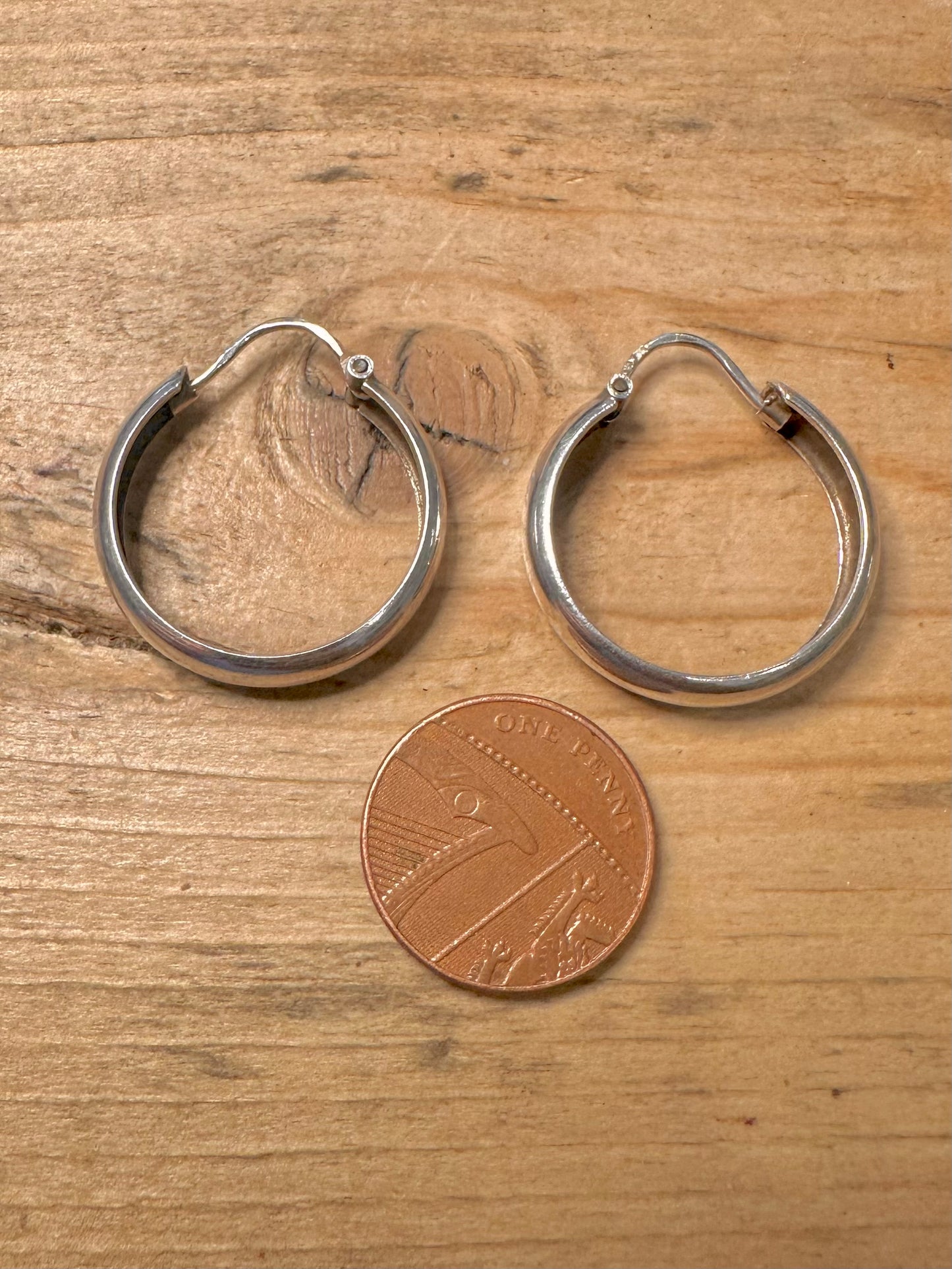 Vintage Chunky Hoops 925 Silver Earrings