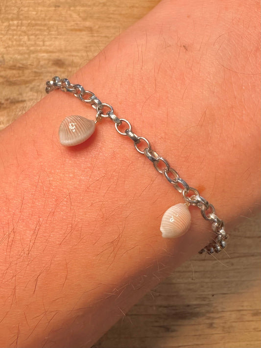 Vintage Shell Belcher Chain 925 Silver  7.9 inch Bracelet