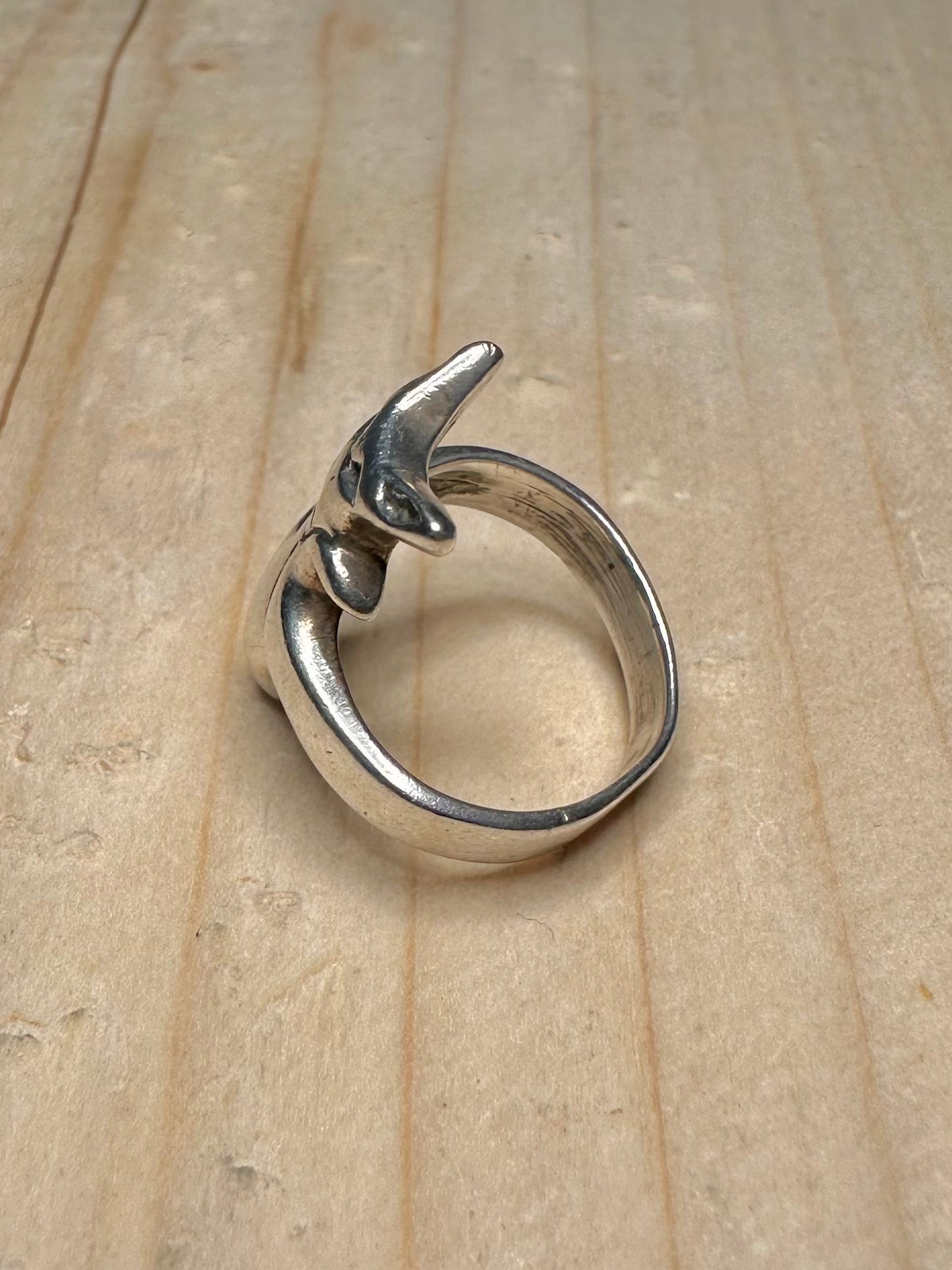 Abstract Cat 925 Sterling Silver Size G Ring
