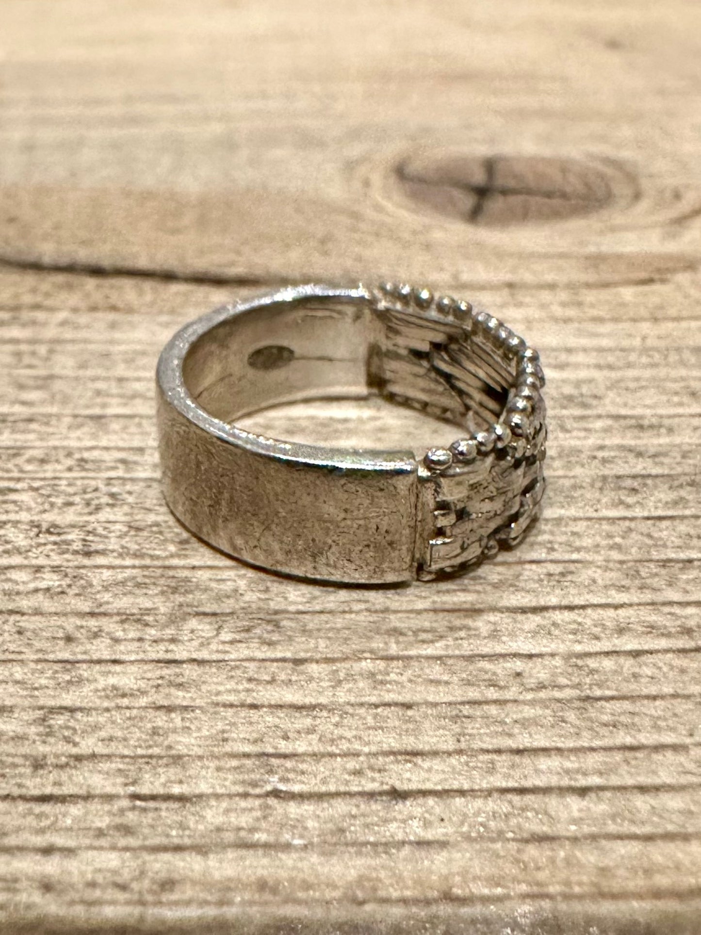 Vintage Woven Band 925 Silver Size J Ring