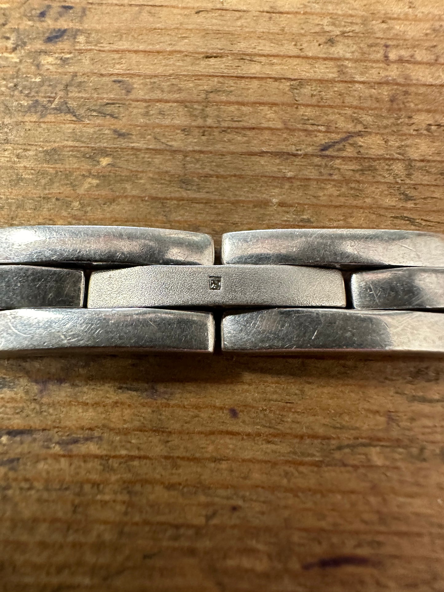 Modernist Diamond Bar Link 925 Silver Bracelet