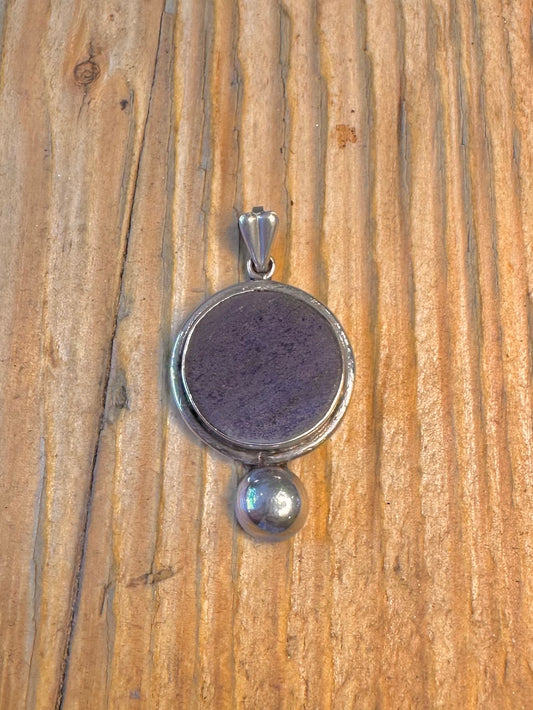 Lapis Circle and Silver Circle 925 Sterling Silver Pendant
