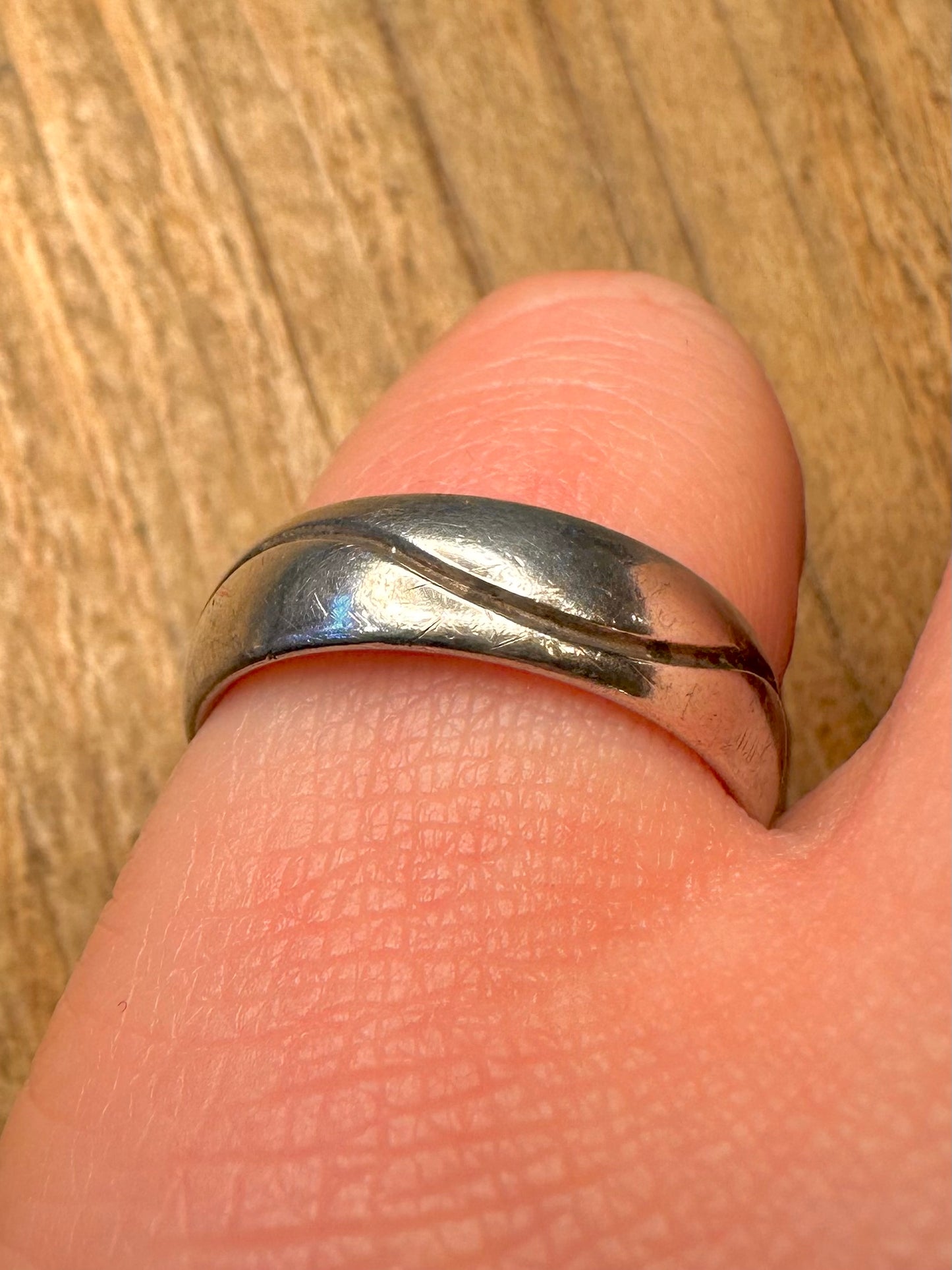 Vintage Wavy Line Band 925 Sterling Silver Size N Ring
