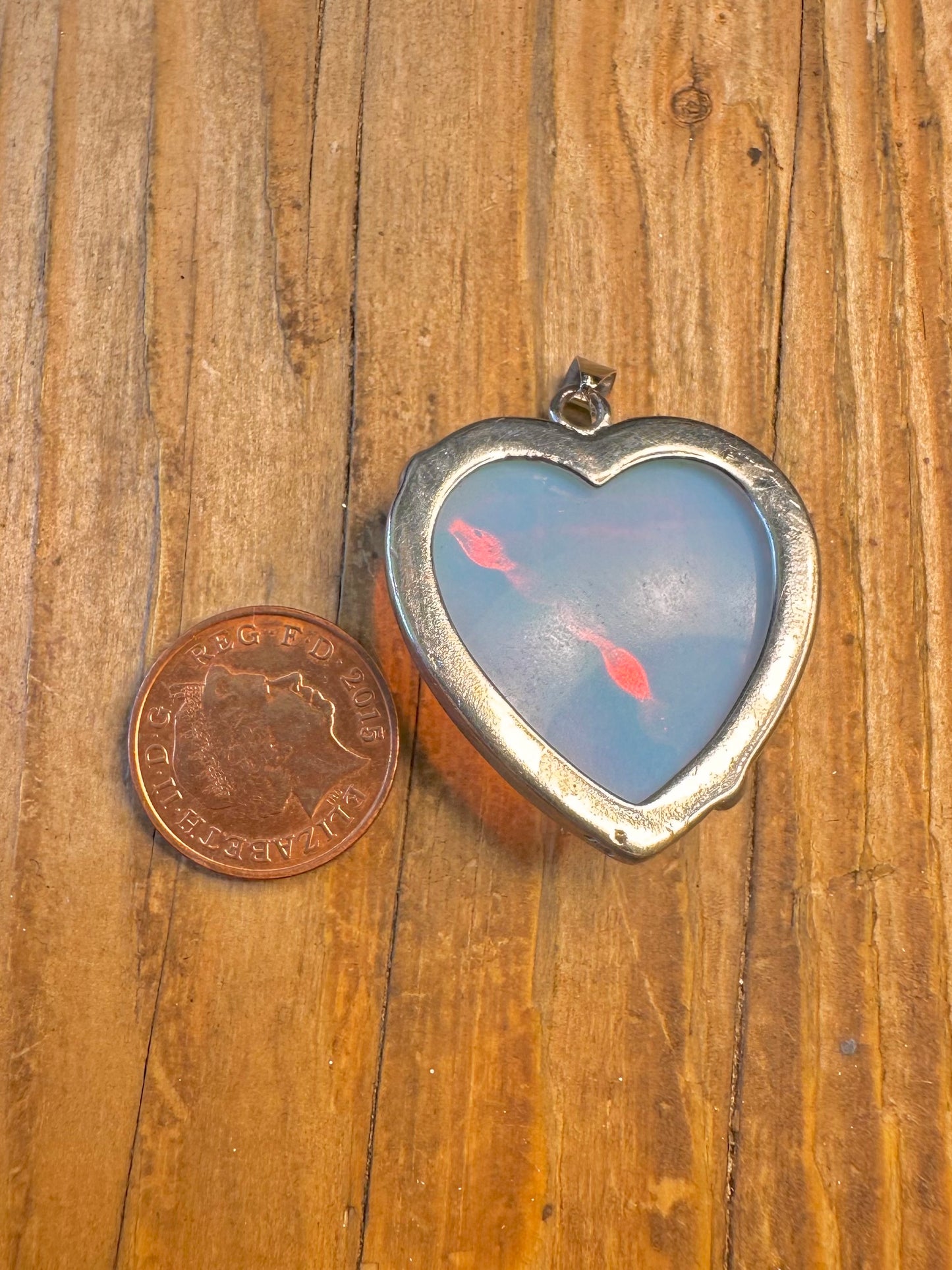 Opalite Multi Coloured Heart 925 Sterling Silver Pendant