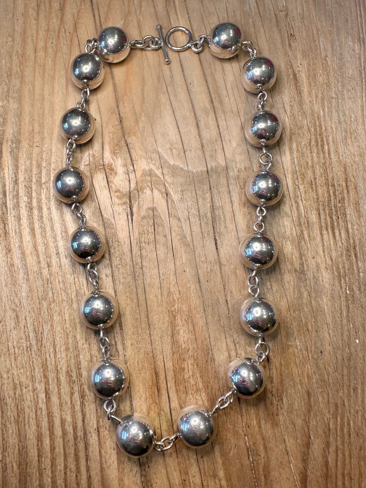 Vintage Kugelkette dick 925 Sterling Silber 47 cm Halskette