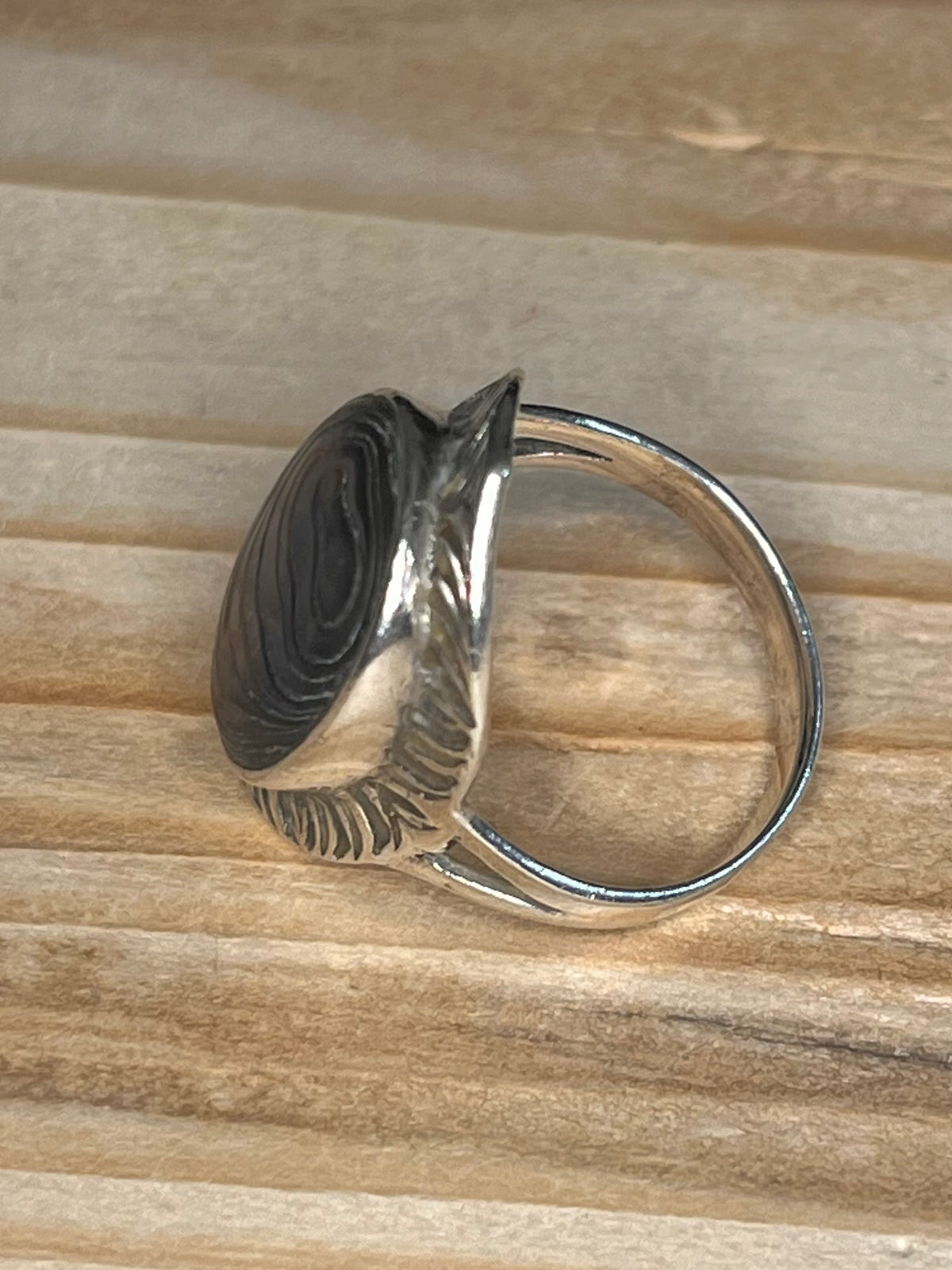 Abalone Embellished Oval 925 Sterling Silver Size N Ring