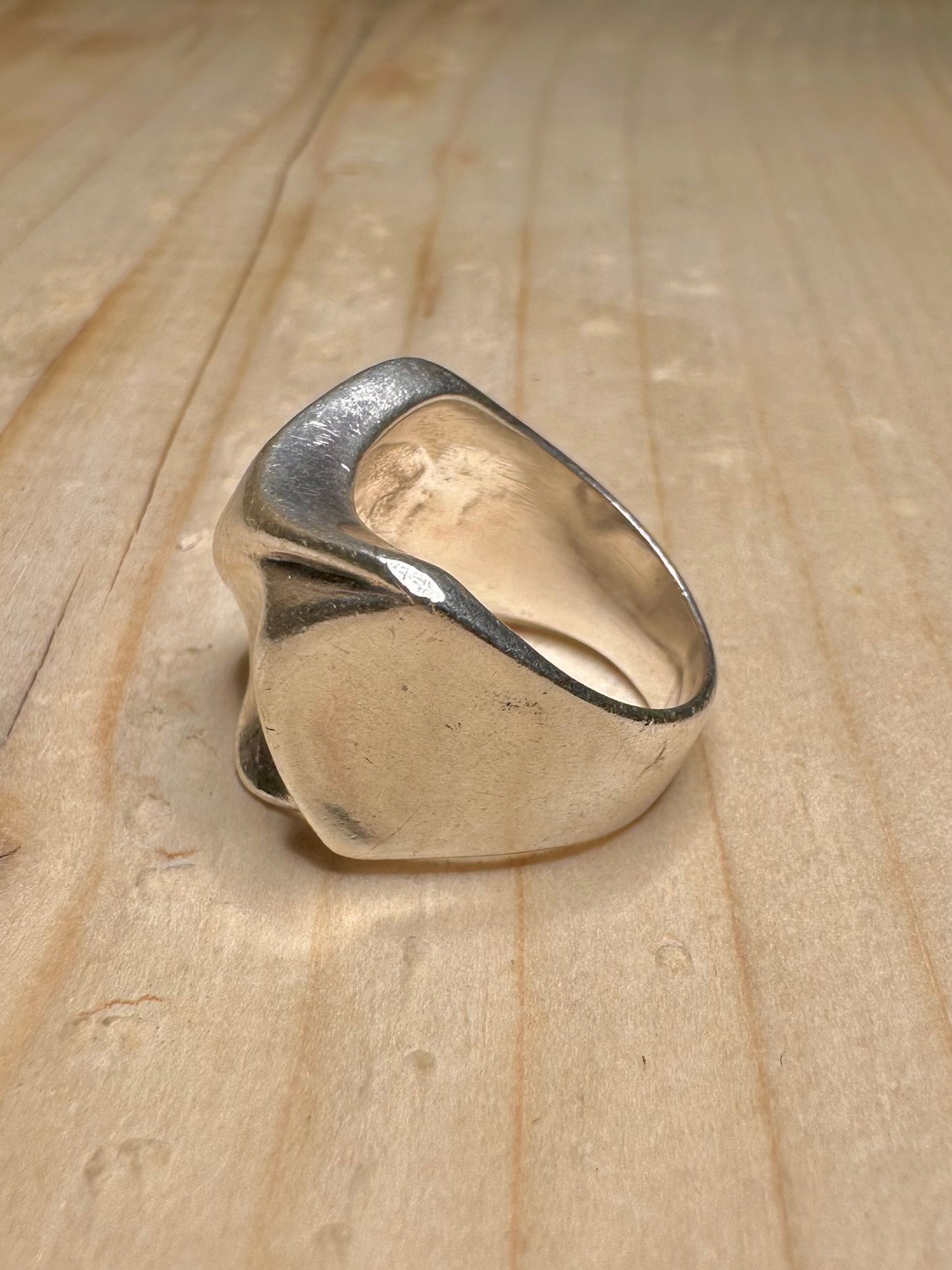 Abstract Modernist Chunky 925 Sterling Silver Size M Ring