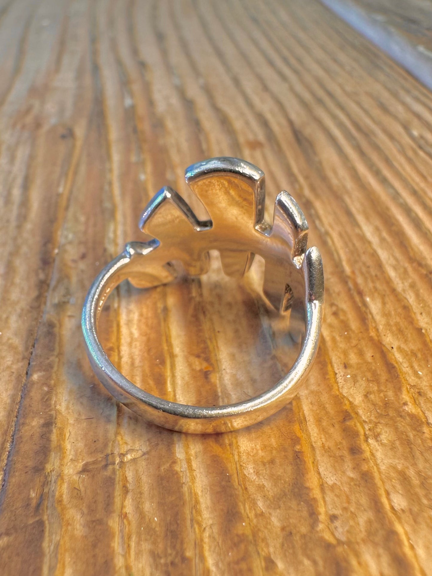 Fan Shaped Multi Coloured Mother of Pearl 925 Sterling Silver Size O Ring