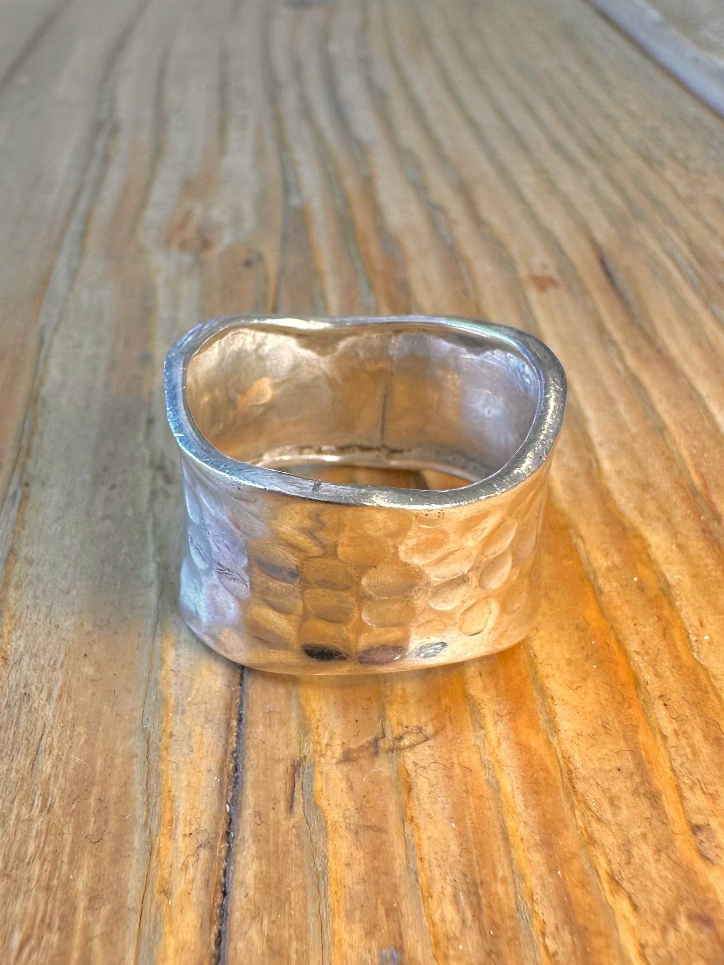 Hammered Wavy Band 925 Sterling Silver Size S1/2 Ring
