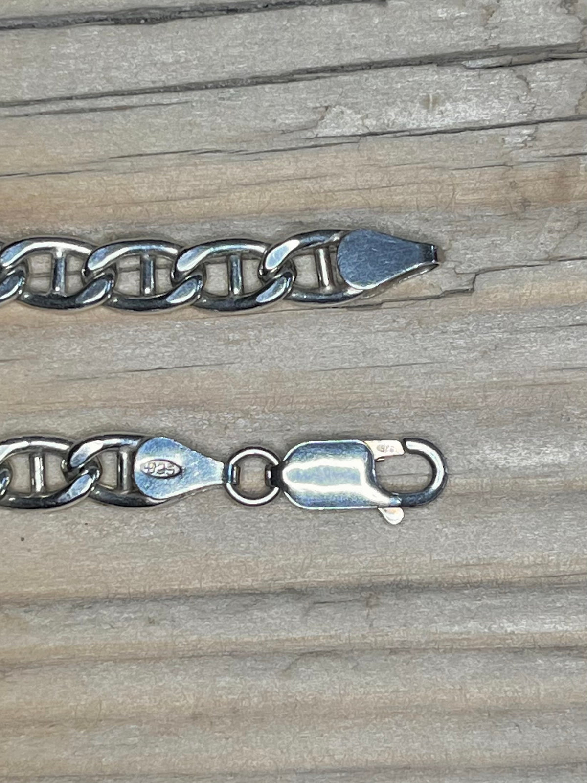 Flat Anchor Marine Link 925 Sterling Silver 7.5 inch Bracelet
