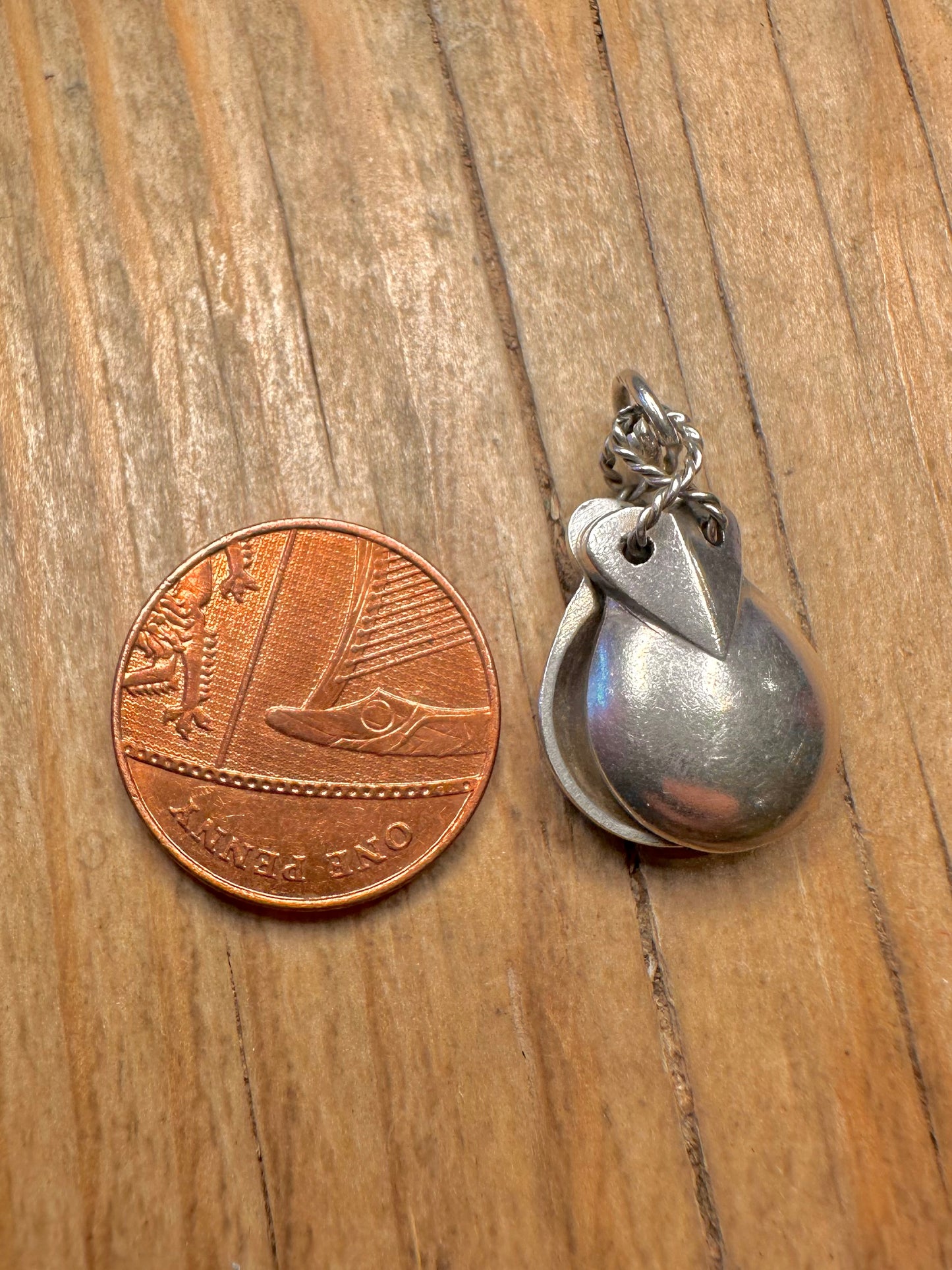 Vintage Kastagnetten 925 Sterling Silber Anhänger