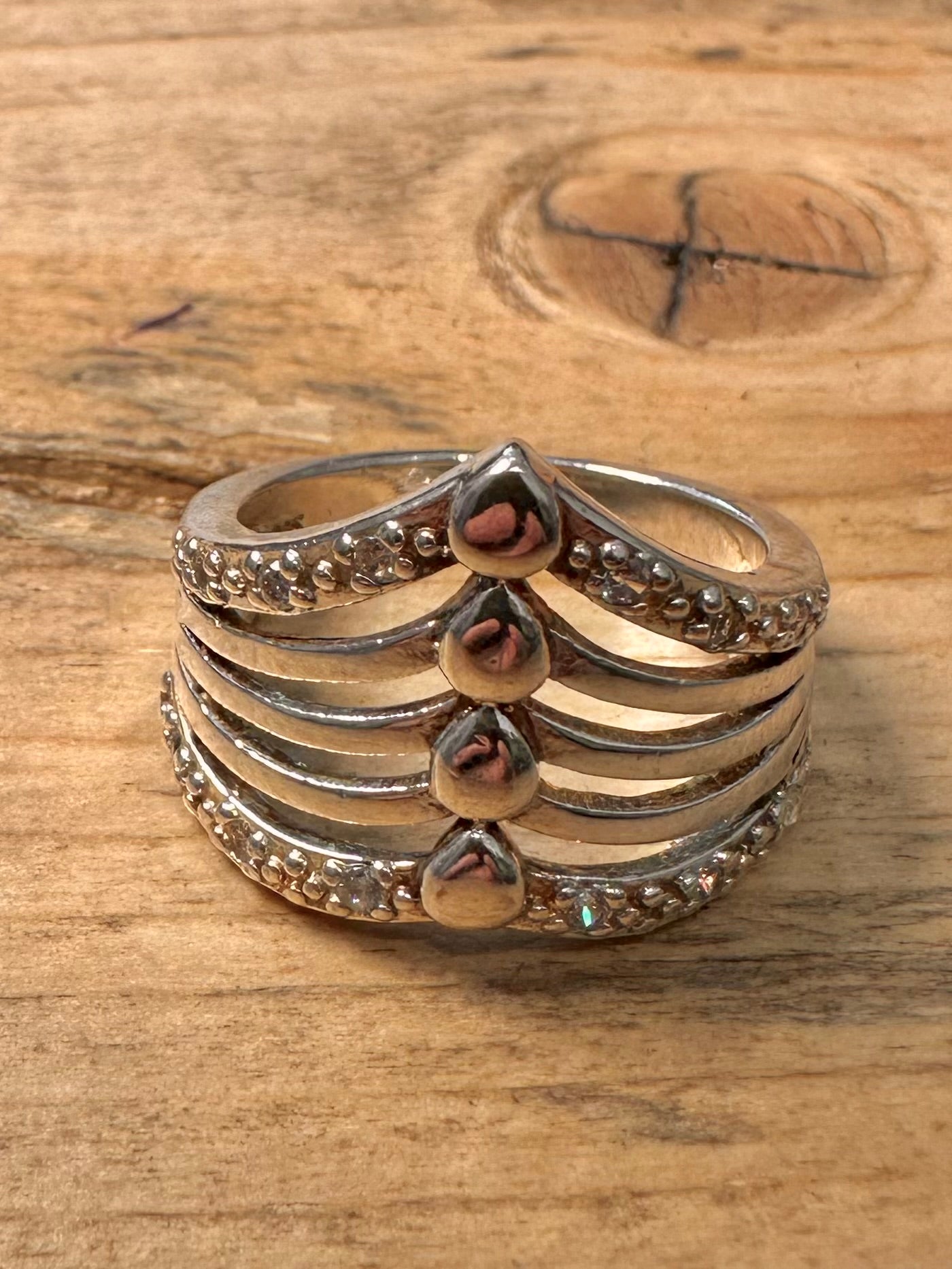 Abstract Layer 925 Silver Size O Ring
