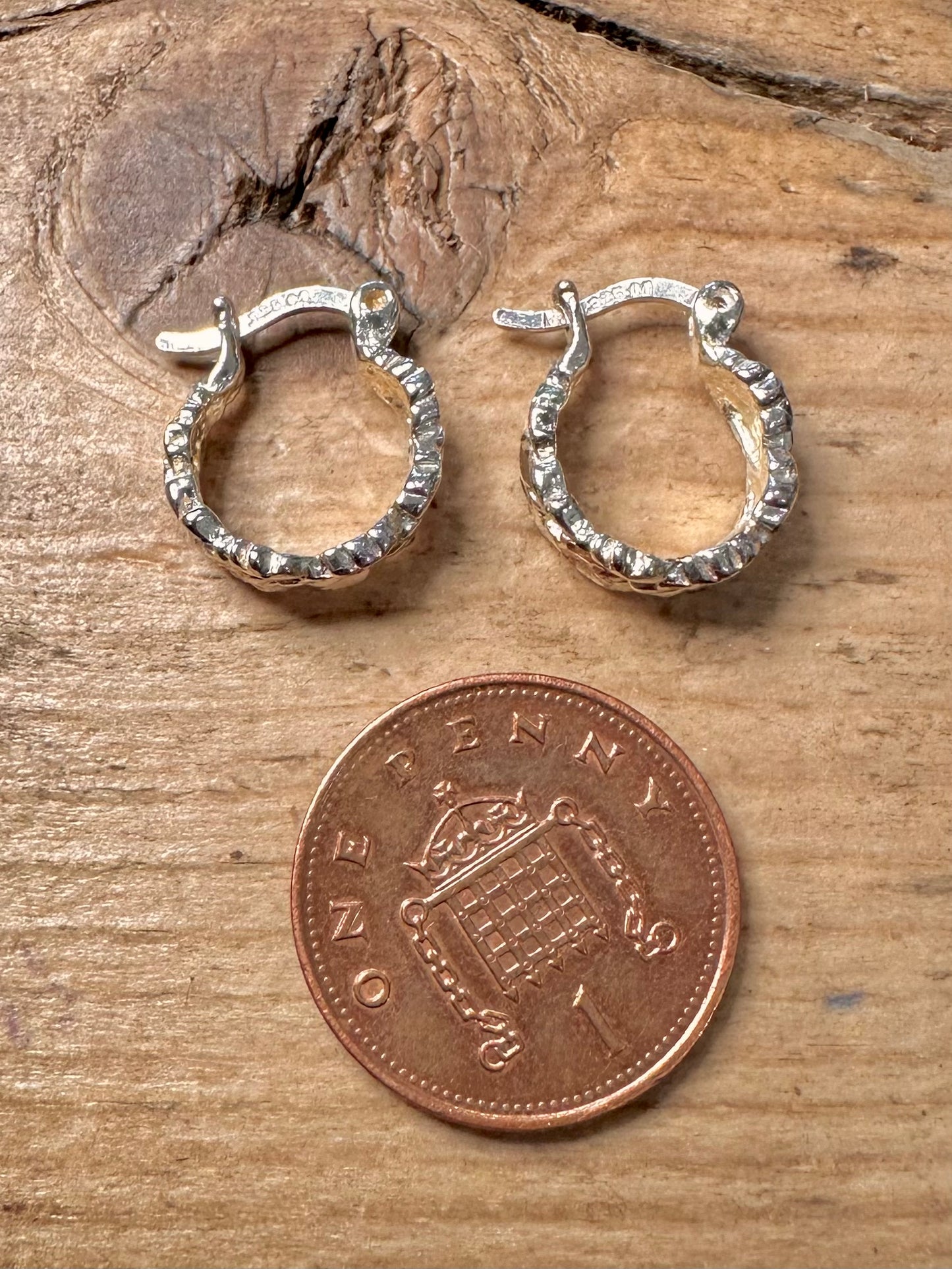 Abstract Textured Hoops 925 Silver Earrings