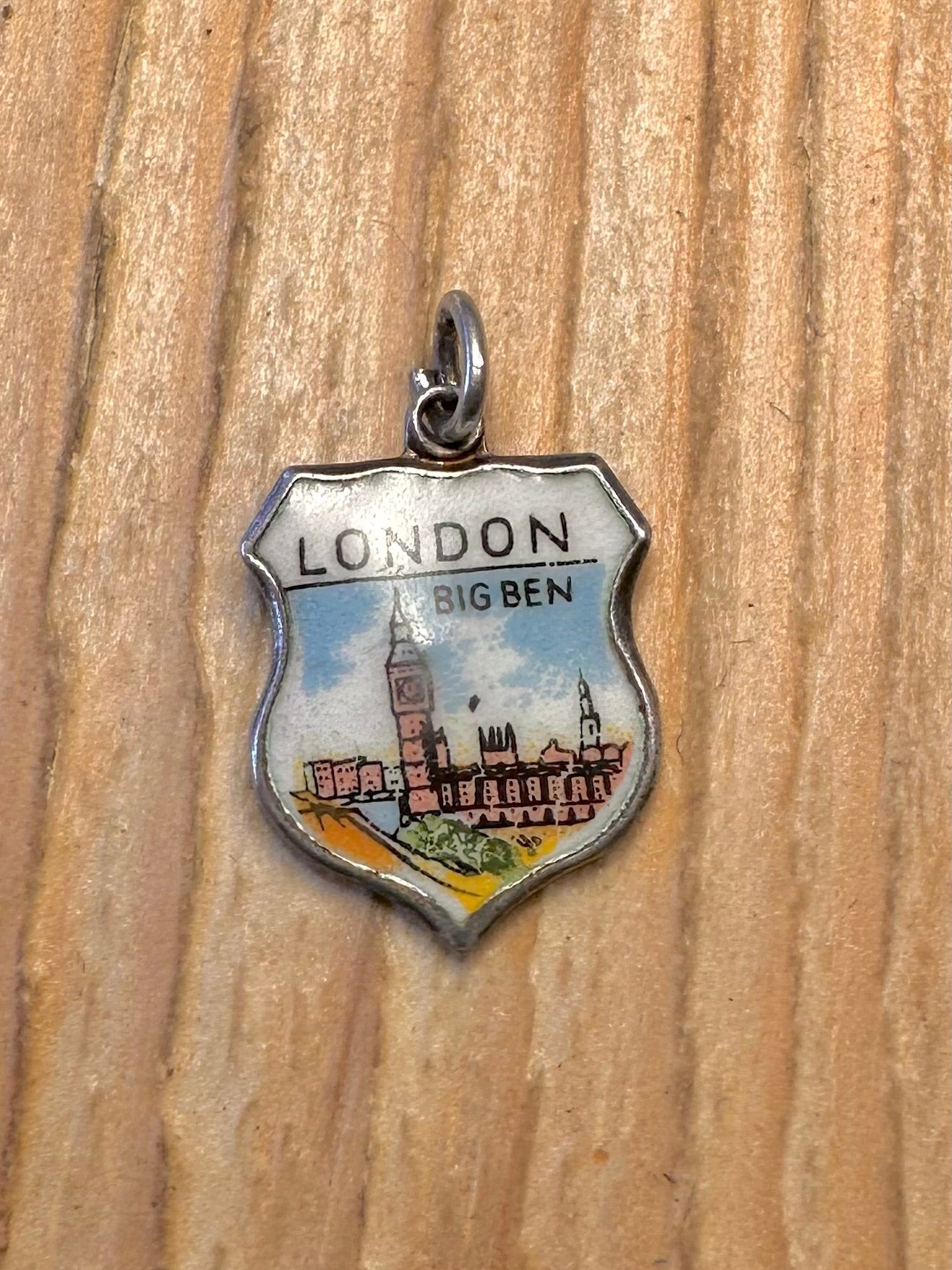 Vintage London Big Ben Crest 925 Sterling Pendant