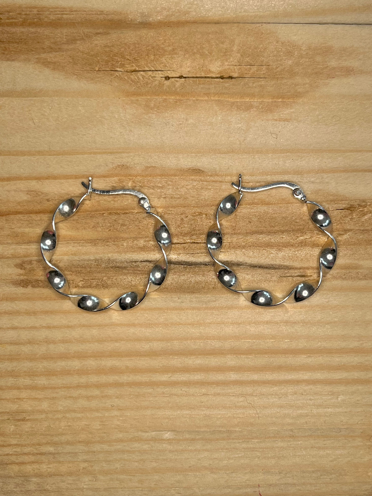 Thin Twisted 925 Sterling Silver Hoop Earrings