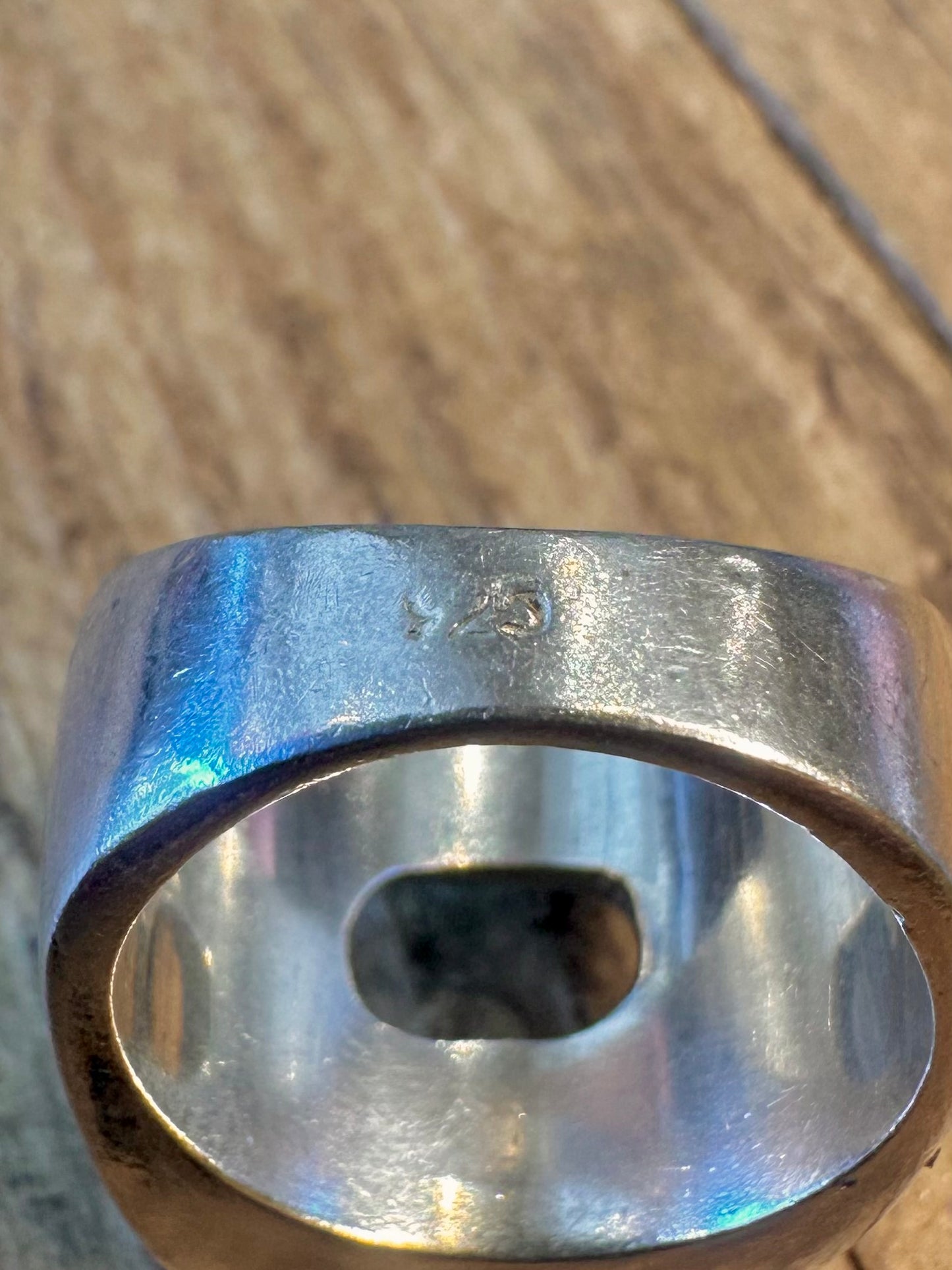 Chunky Open Square 925 Sterling Silver Size N Ring