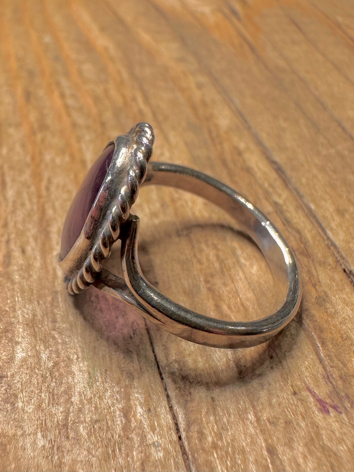 Vintage Amethyst Oval 925 Sterling Silver Size N Ring