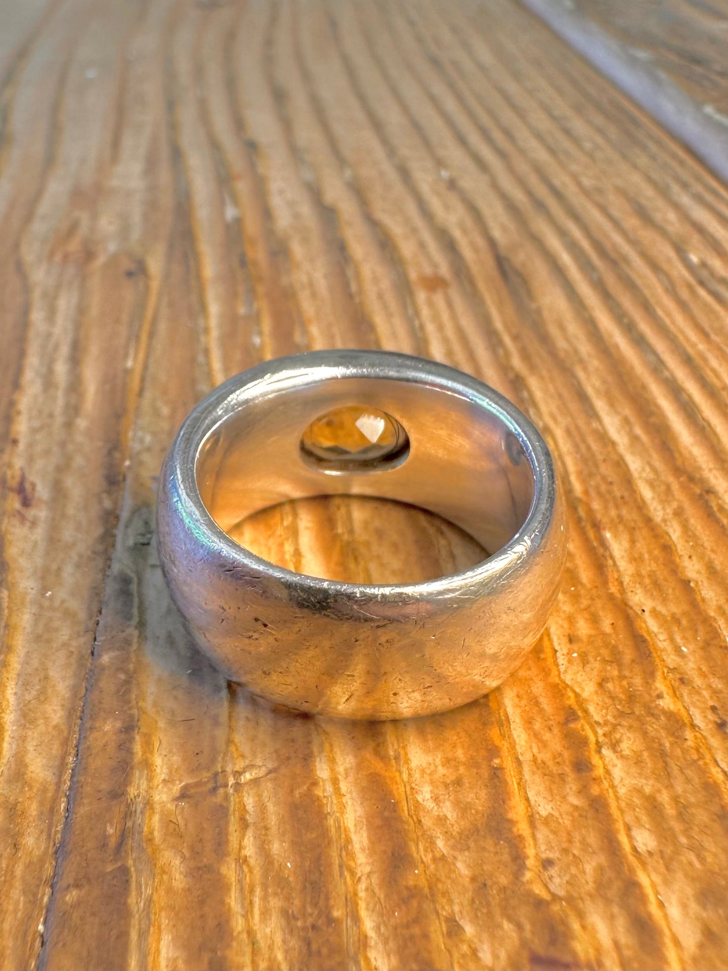 Chunky Citrine Band Maker Quinn Heavy 925 Sterling Silver Size P Ring