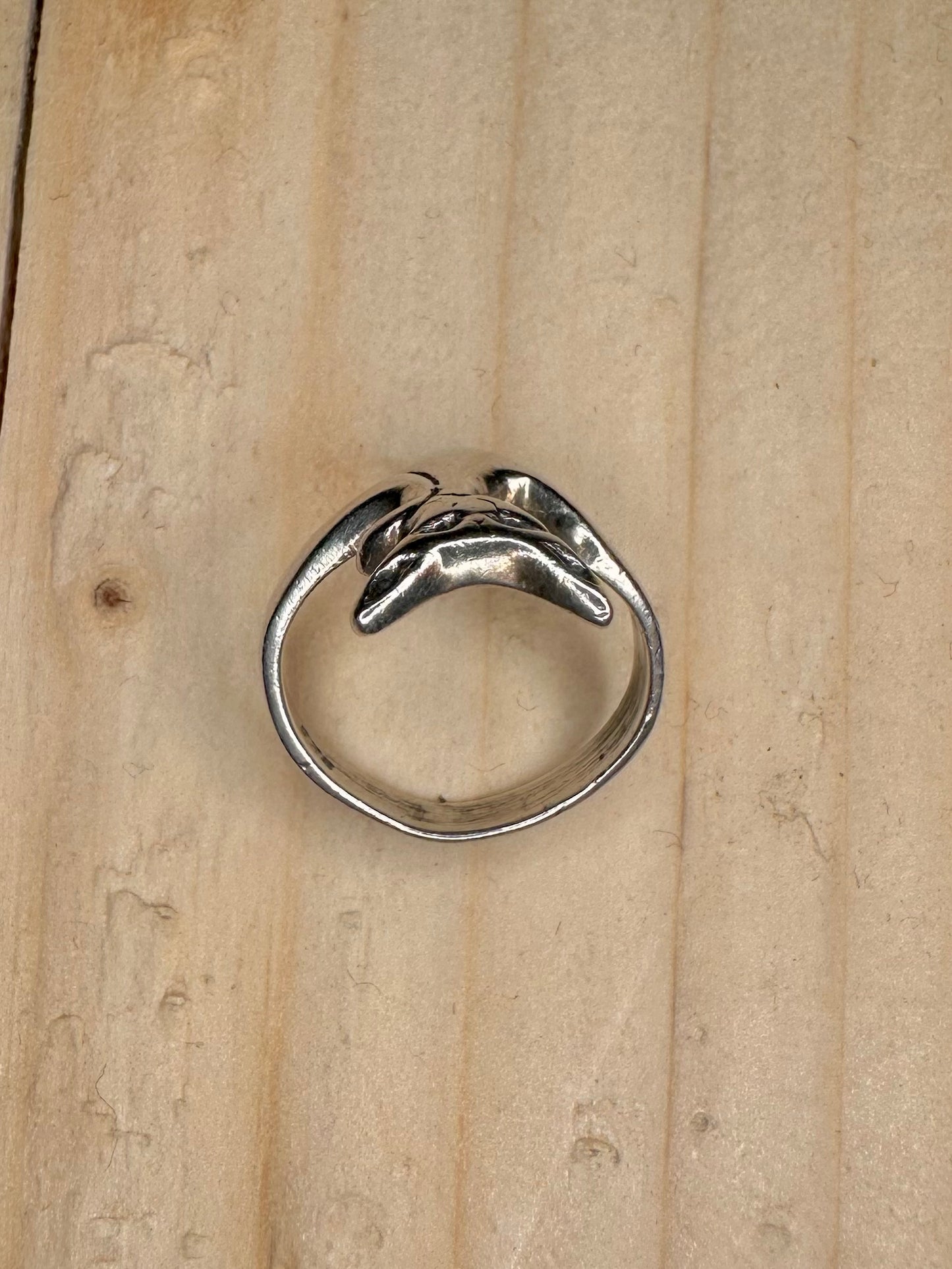 Abstract Cat 925 Sterling Silver Size G Ring
