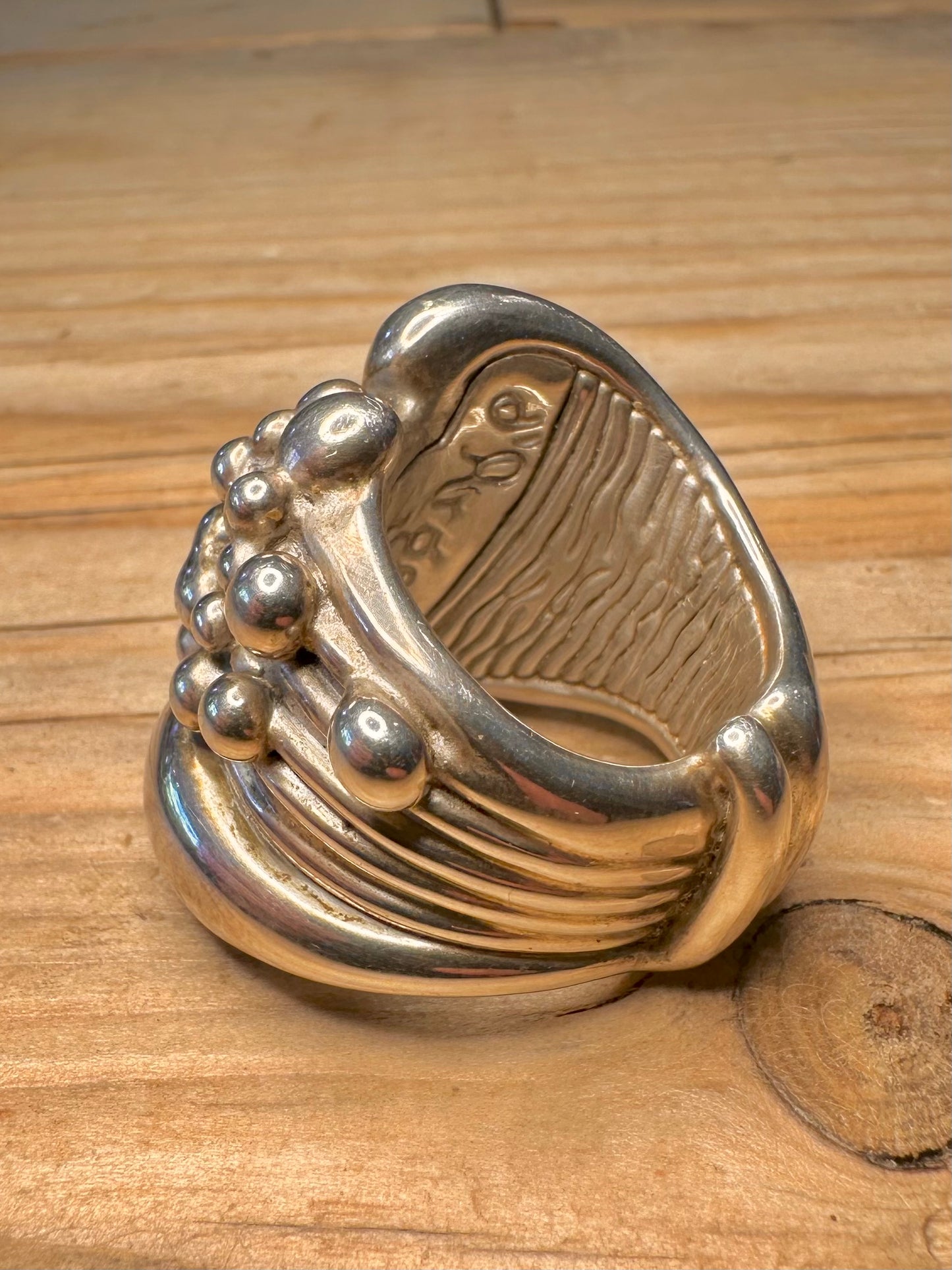 Abstract Bubble Cluster d’Argenta Hollow 925 Sterling Silver Size P Ring
