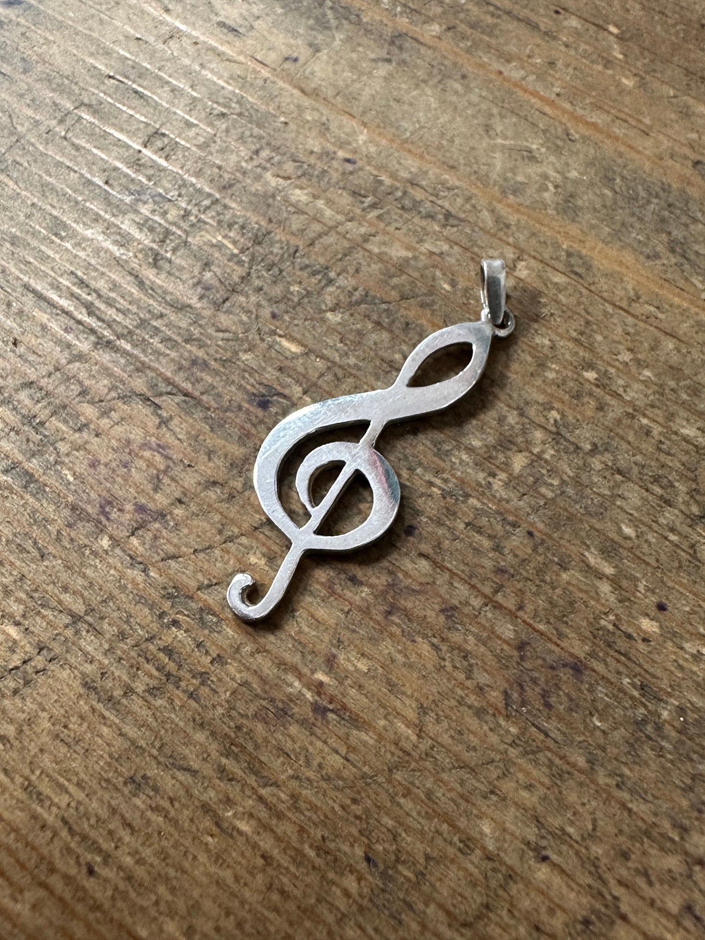 Vintage Music Note 925 Silver Pendant