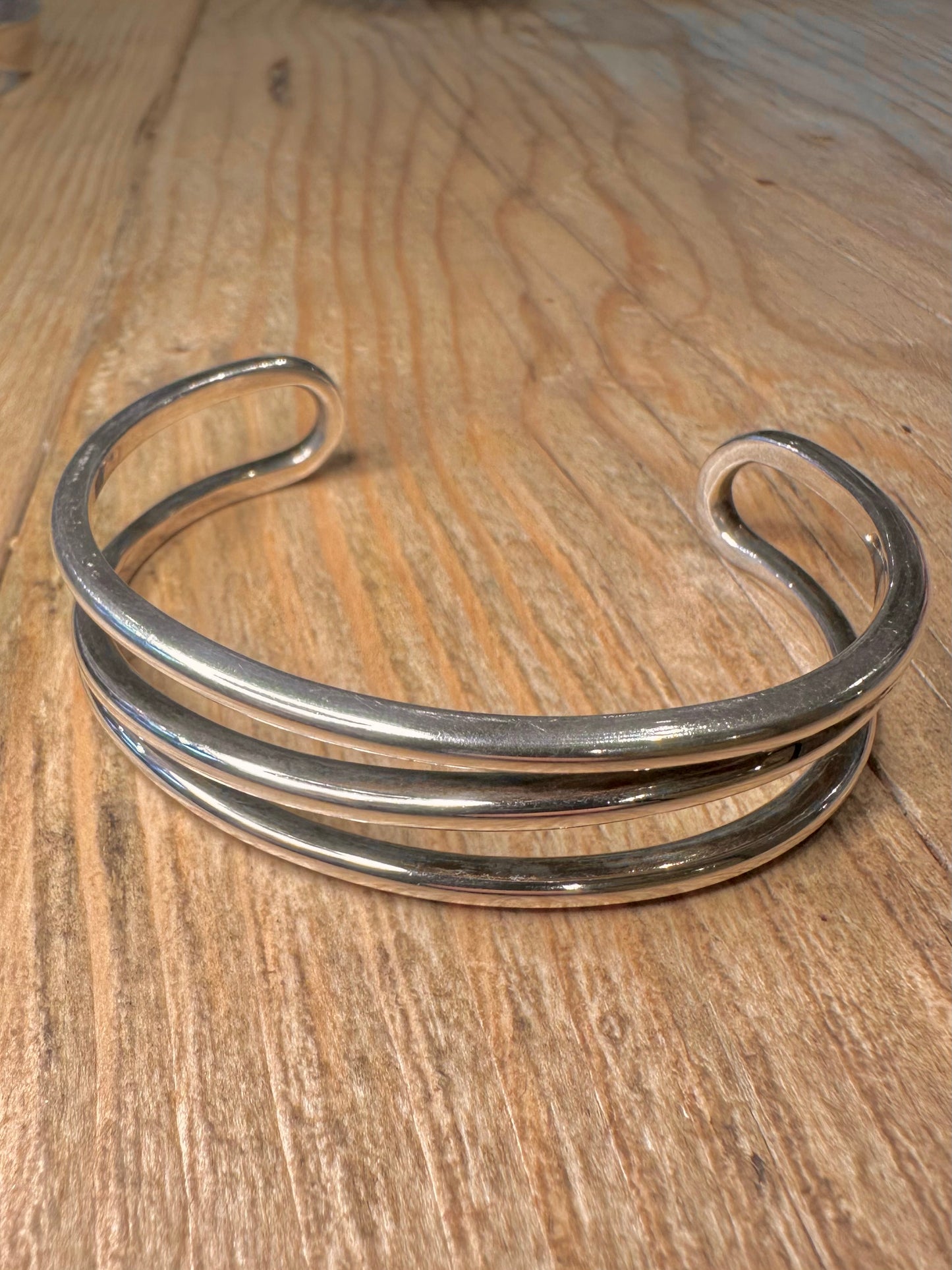 Modernist Tiffany & Co Style Zig Zag Cuff 925 Sterling Silver Bangle