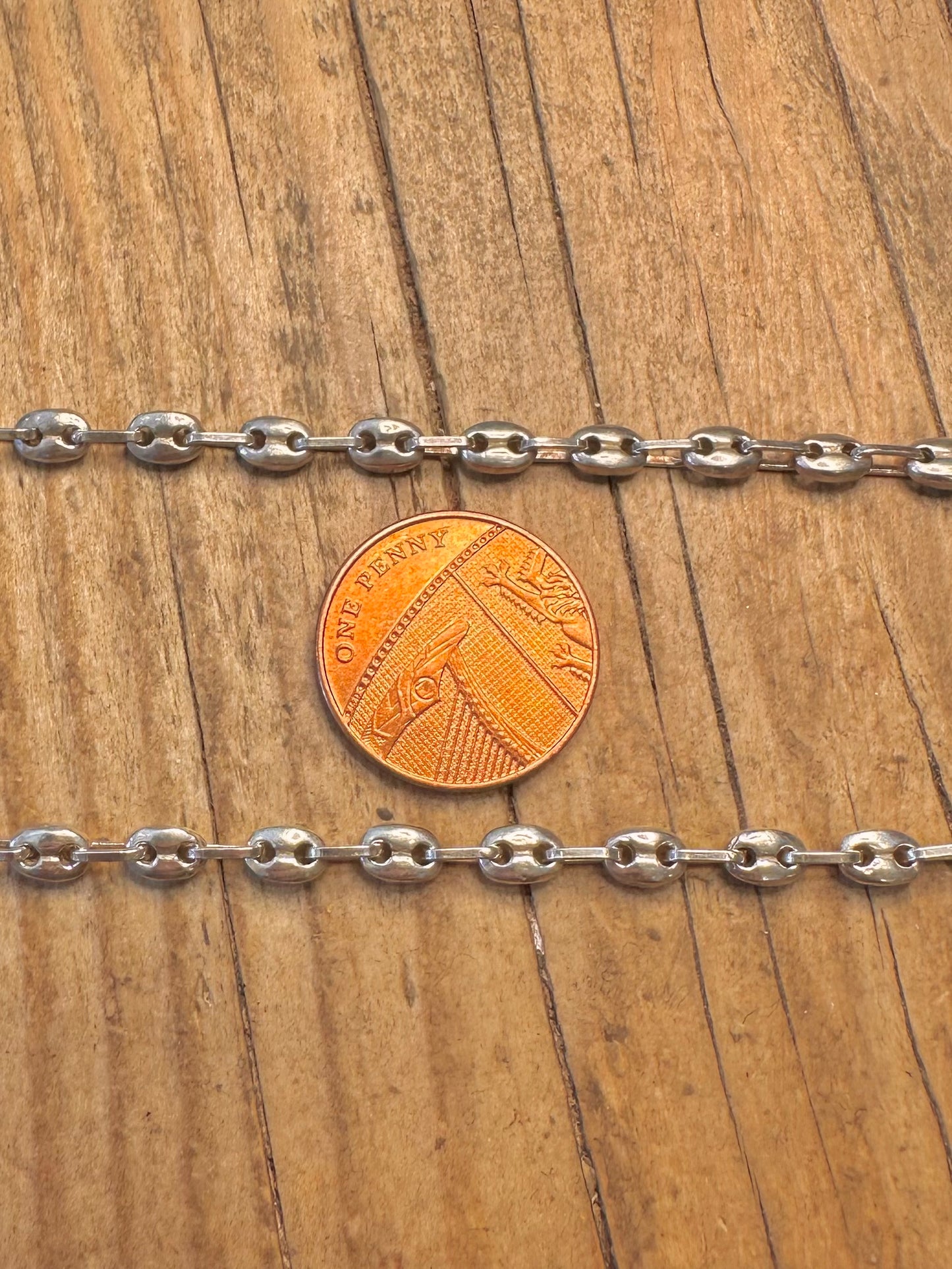 Kaffeebohne Mariner 1973 Gliederkette 925 Sterling Silber Hersteller PAL 50,8 cm Halskette