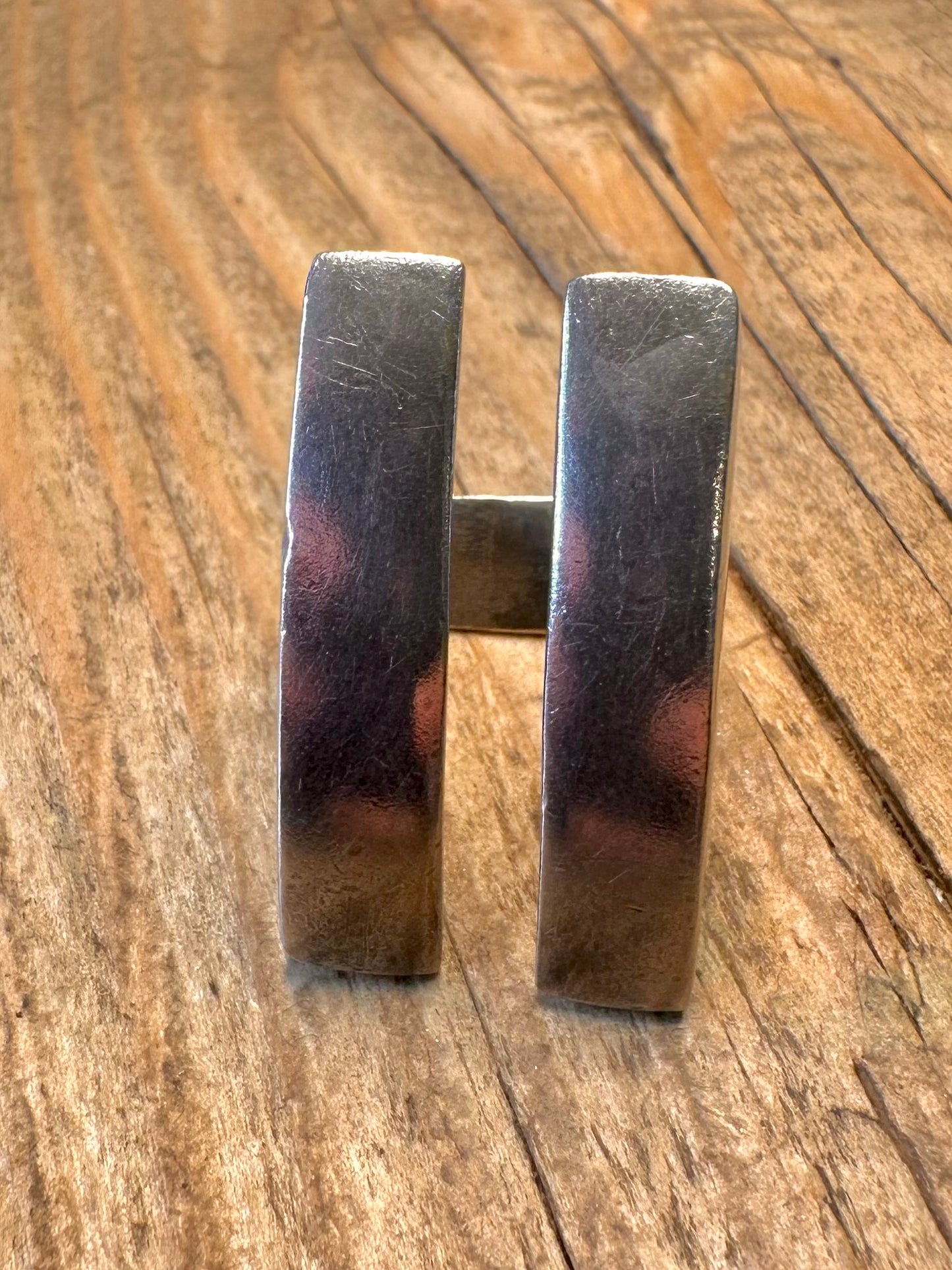 Abstrakte Balkenlücke 925 Sterling Silber Ring Größe L1/2