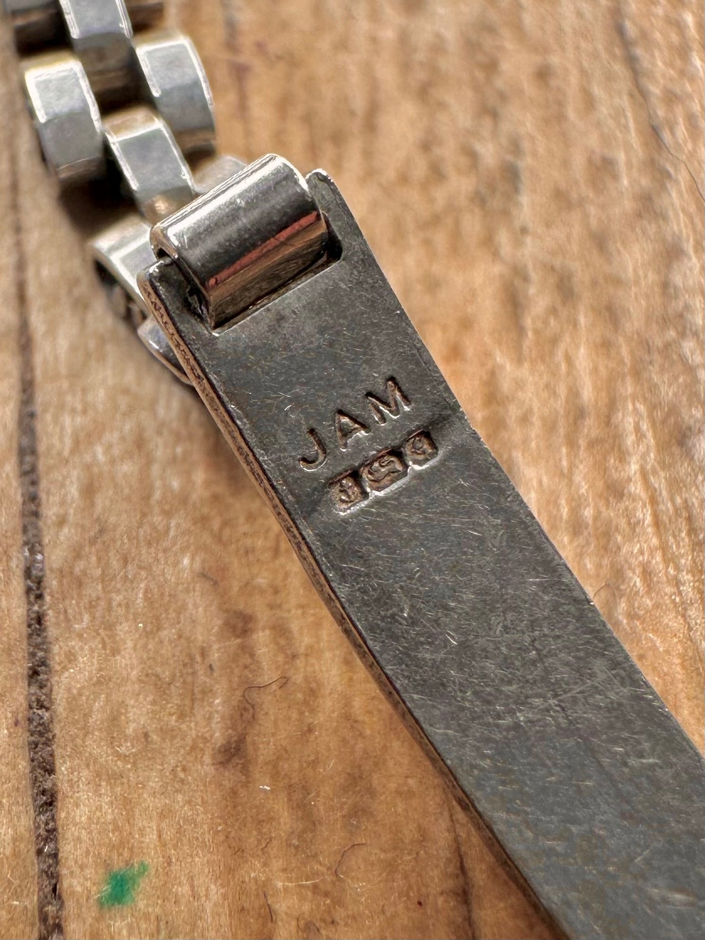 Vintage 1981 Identitätsbalken Einzigartige Kette 925 Sterlingsilber 7,5 Zoll Armband
