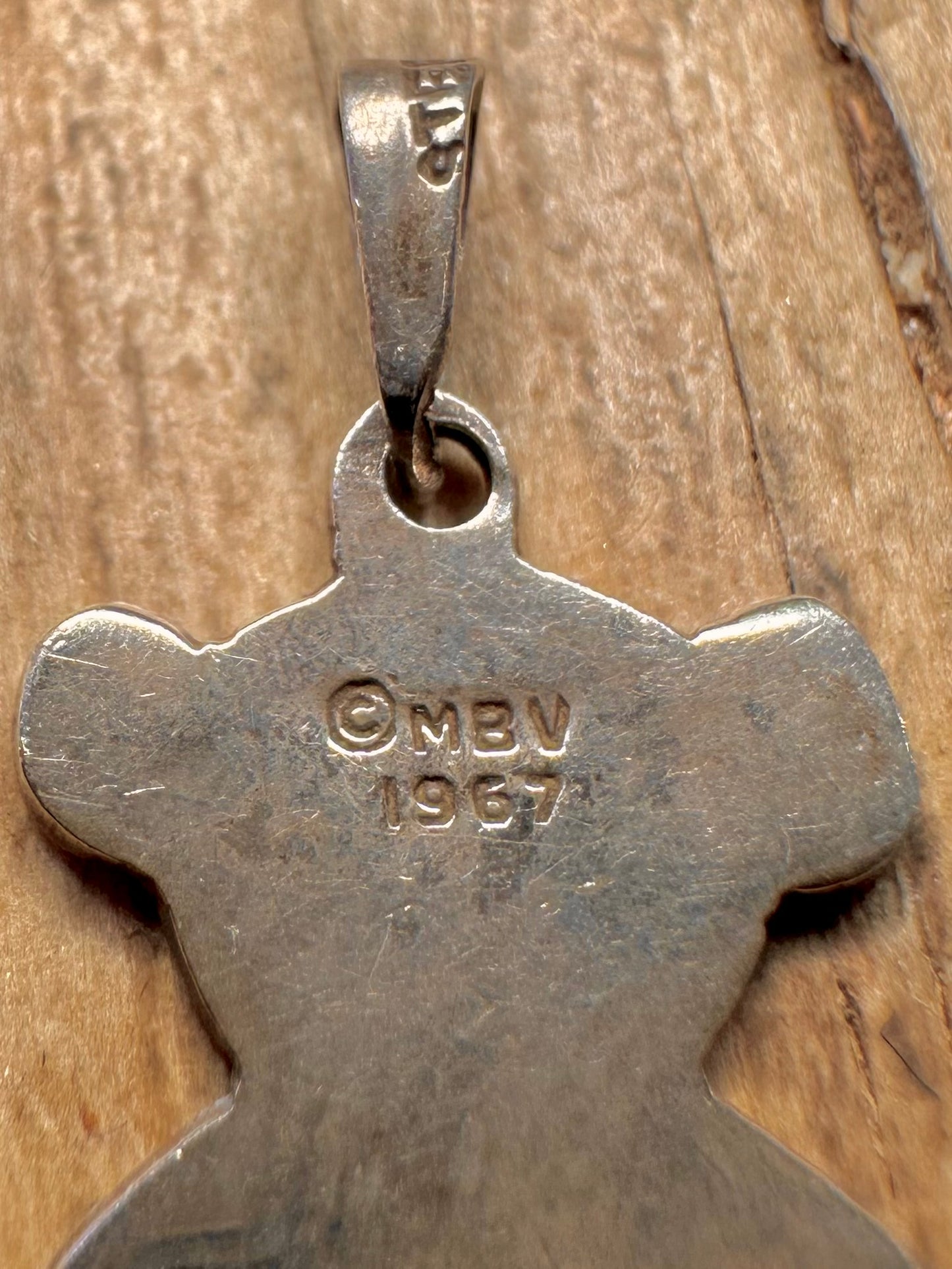 Vintage 1967 Teddy Bear 925 Sterling Silver Pendant