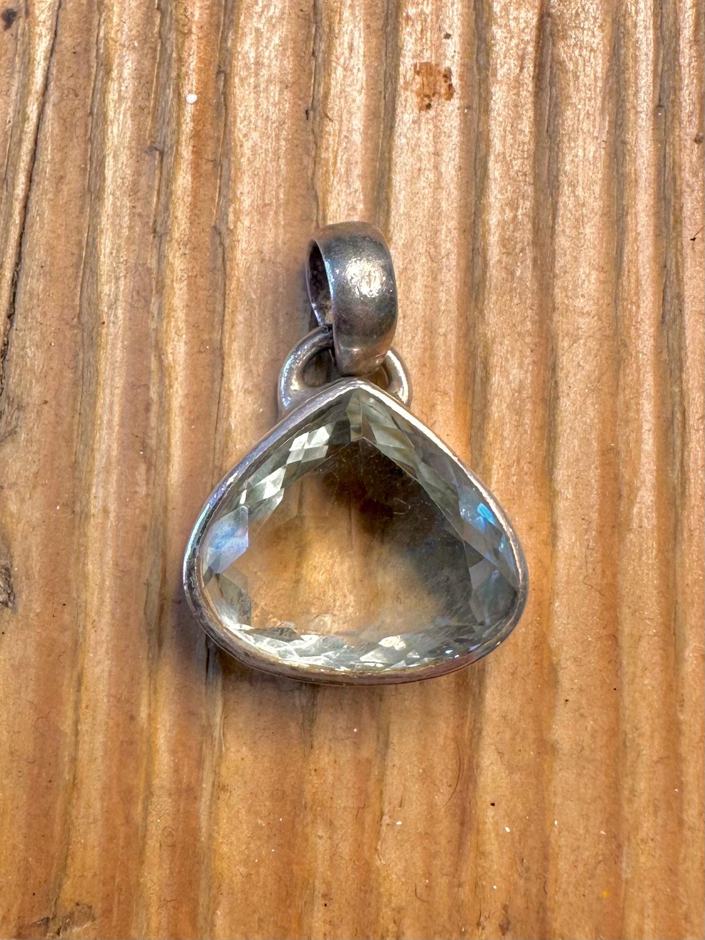 Green Amethyst Pear Cut 925 Sterling Silver Pendant