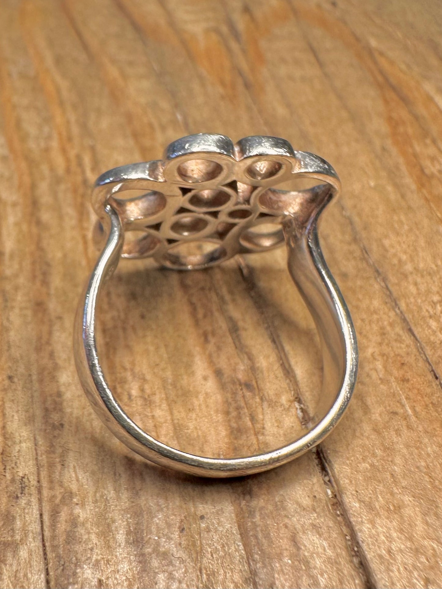 Modernistischer Kreis-Cluster-Design 925 Sterlingsilber Ring Größe S