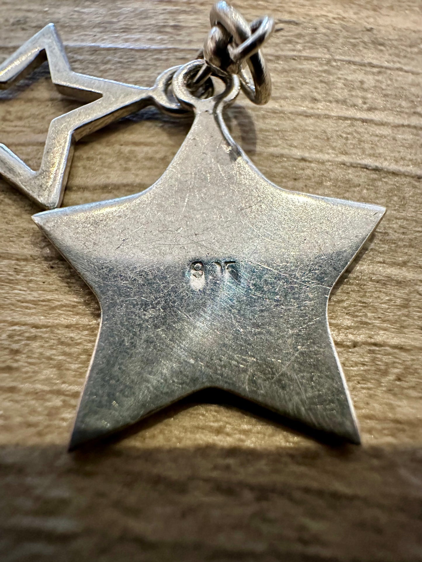 Vintage Double Star 925 Silver Pendant