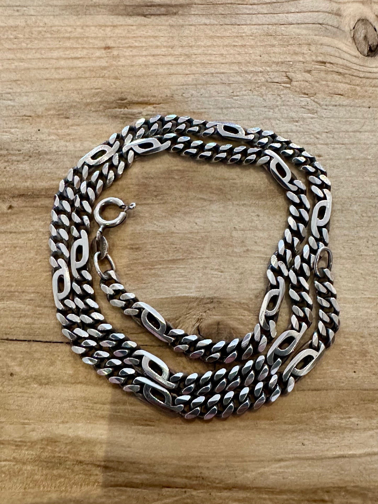 Vintage 1995 Unique Curb Chain 925 Silver 16.1 inch Necklace