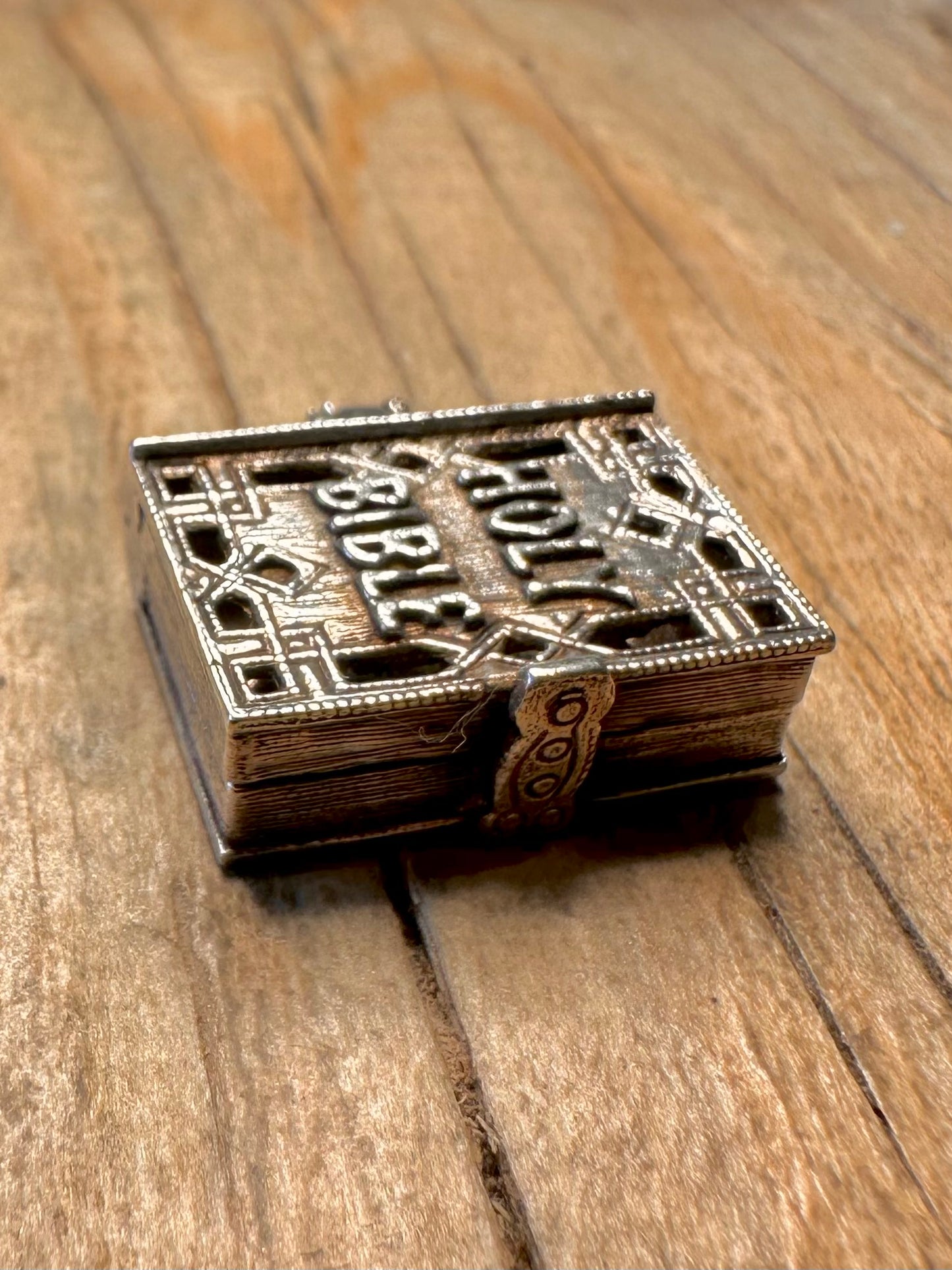 Vintage Holy Bible 925 Sterling Silver Charm Pendant