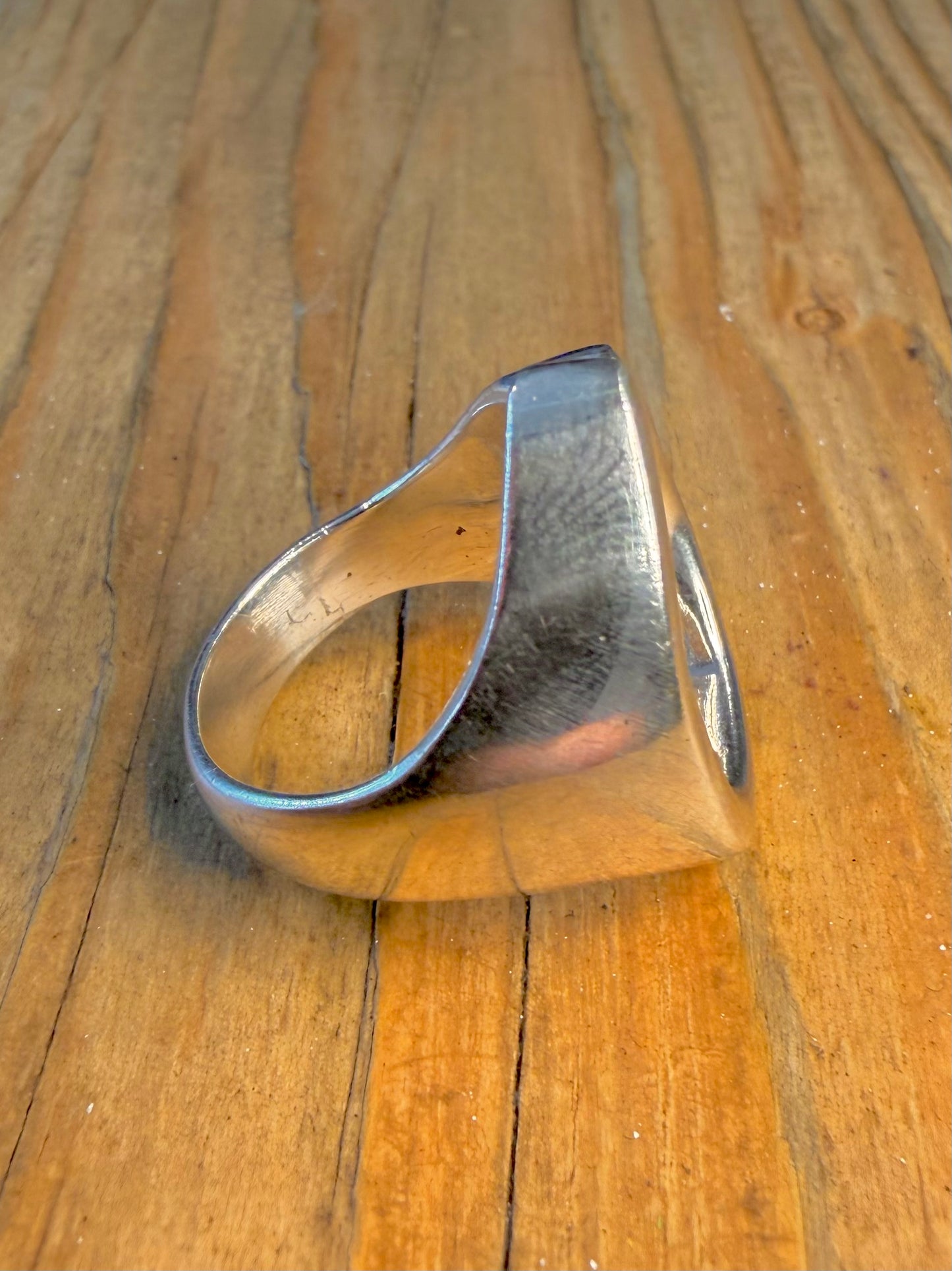 Abstract Curved Shaped Solid 925 Sterling Silver Size S1/2 Ring