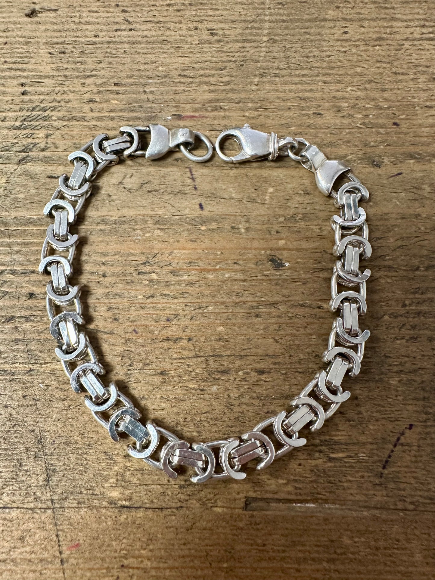 Modernist Byzantine Chain 925 Silver 9 inch Bracelet