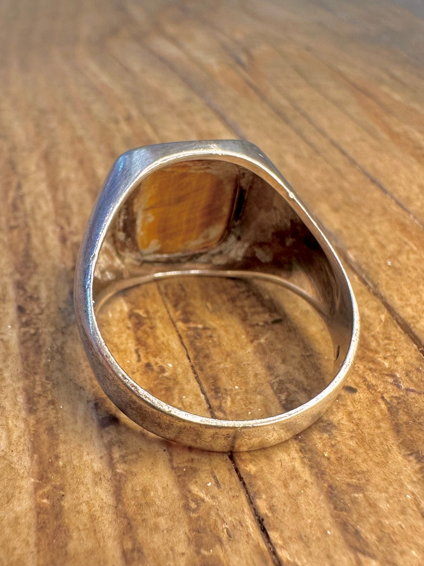 Tigerauge-Kuppel 925 Sterling Silber Ring Größe V1/2