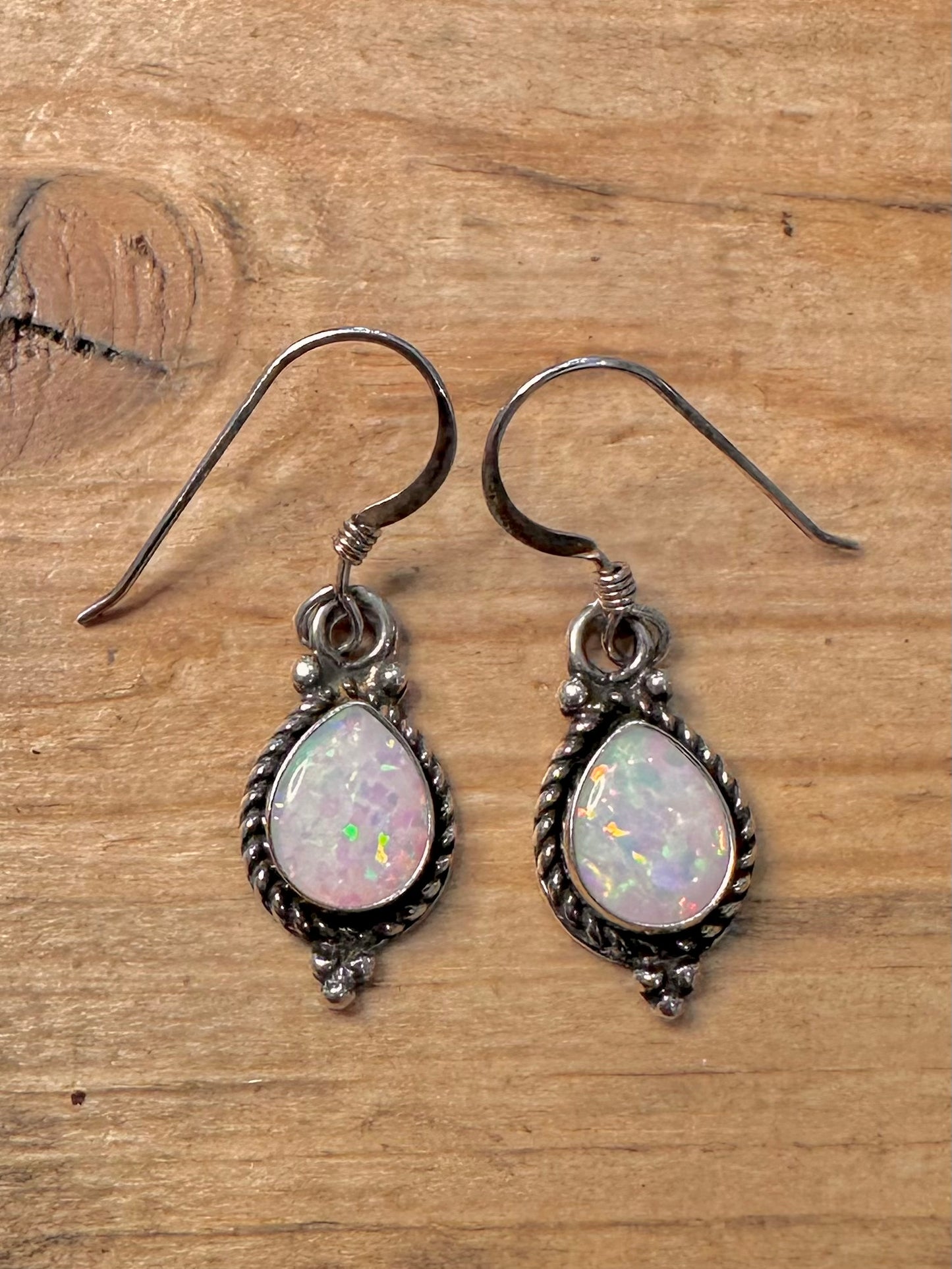 Vintage Opal Boho 925 Silver Earrings