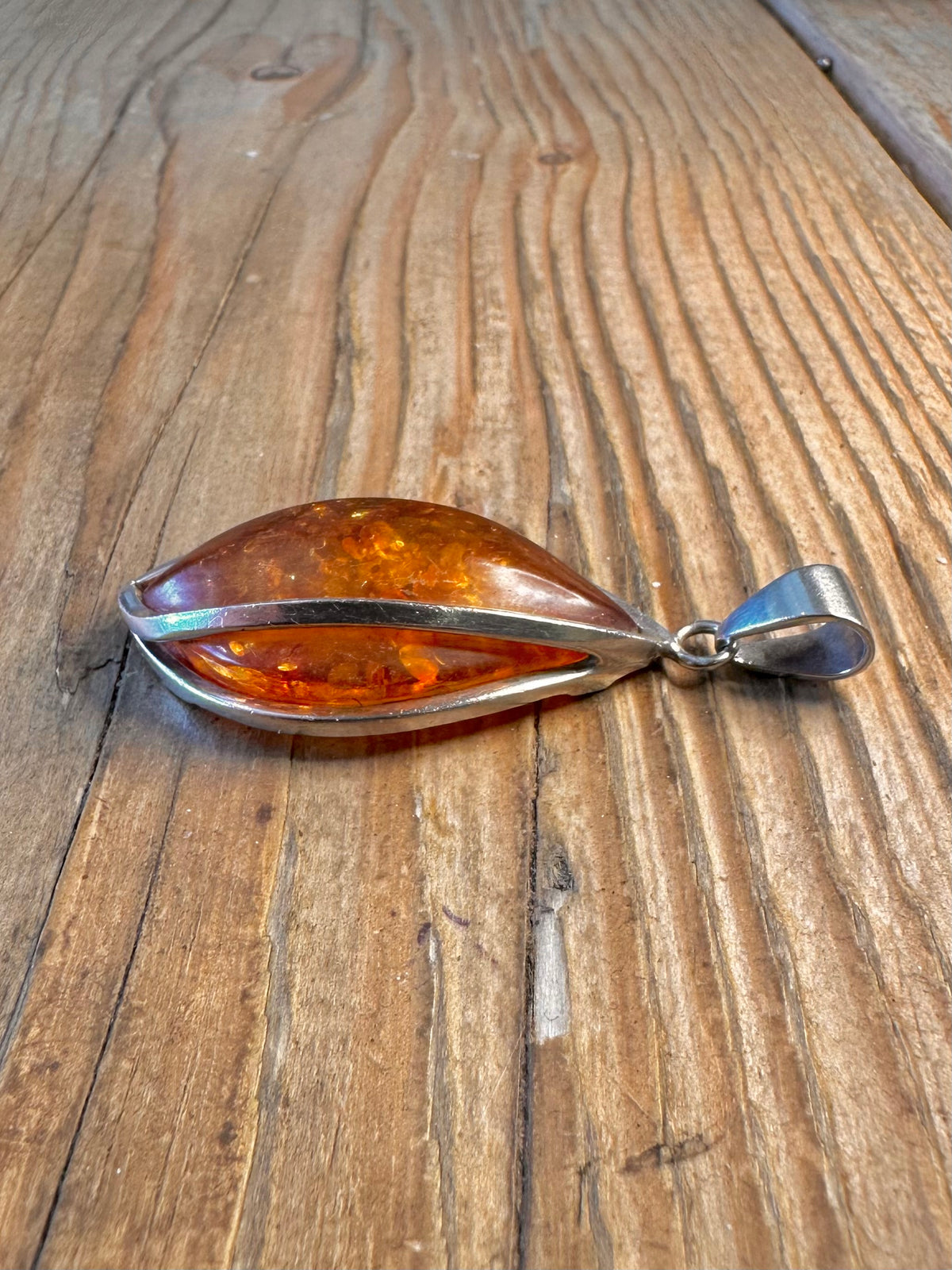 Abstract Amber 925 Sterling Silver Pendant