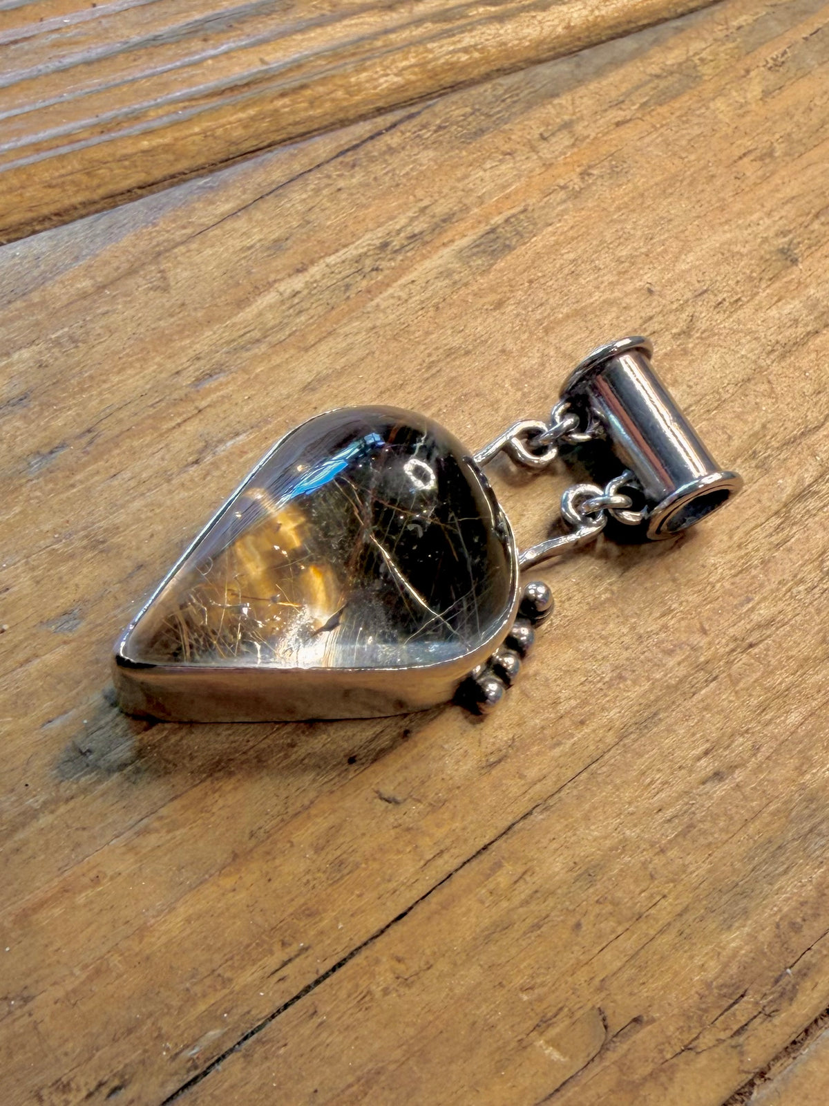 Ritualised Quarts Tear Drop Boho Style 925 Sterling Silver Pendant